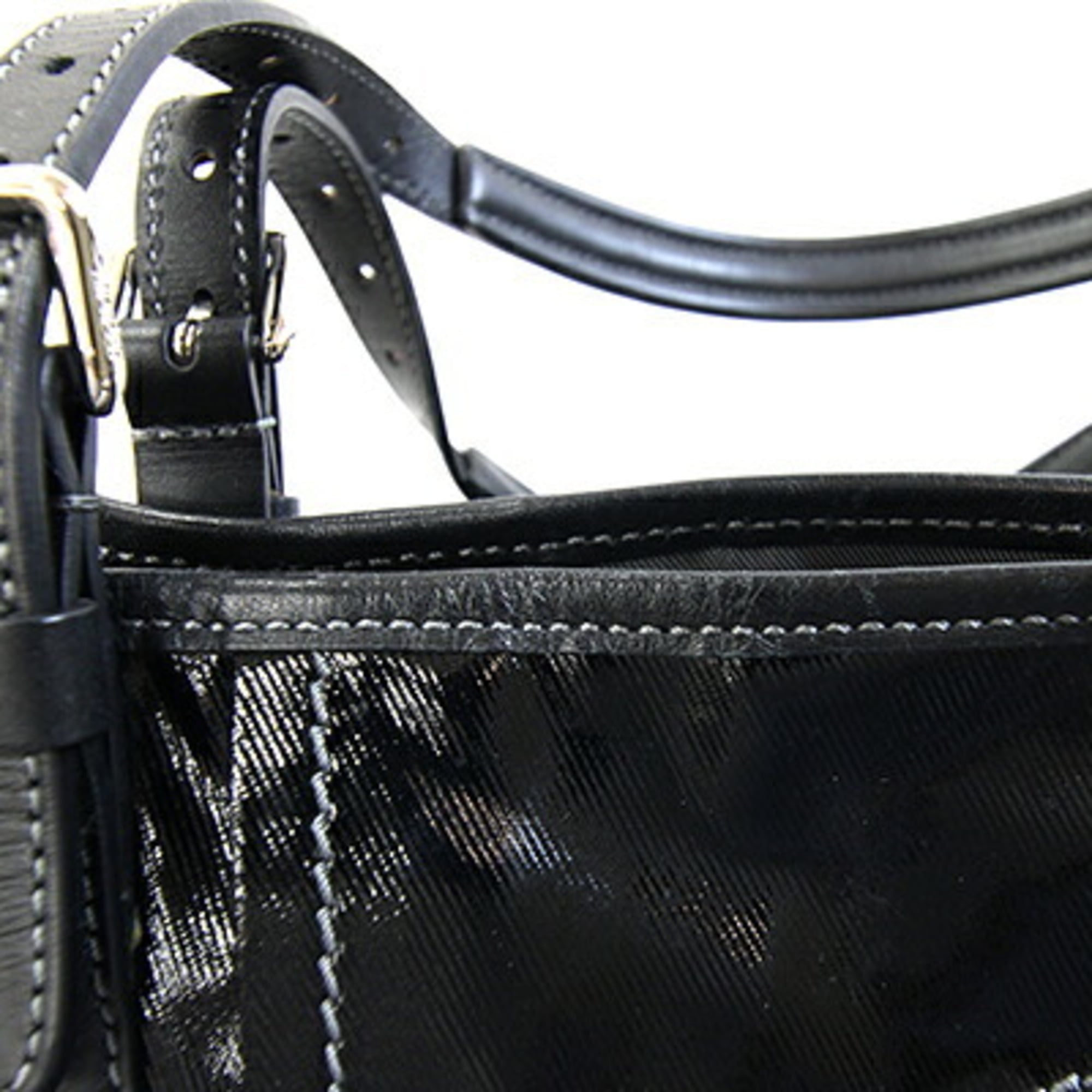 Tod's Black Coated Canvas Leather Tote Bag (Pre-Owned)