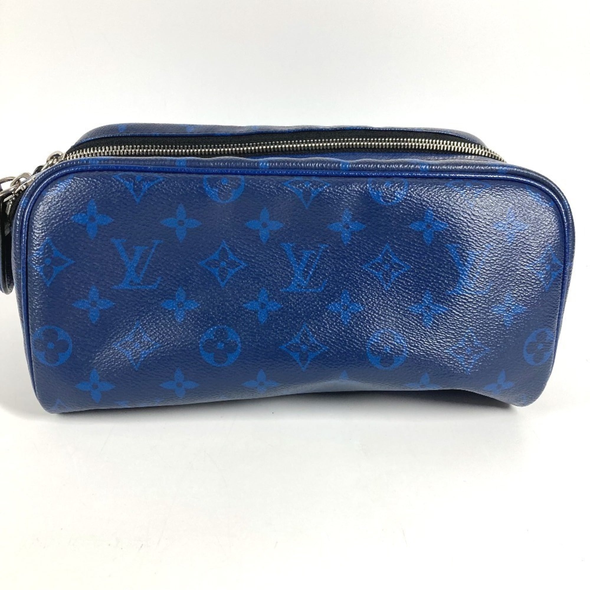 Louis Vuitton Blue Taiga Leather Monogram Canvas Leather Clutch Bag Handbag Pouch (Pre-Owned)