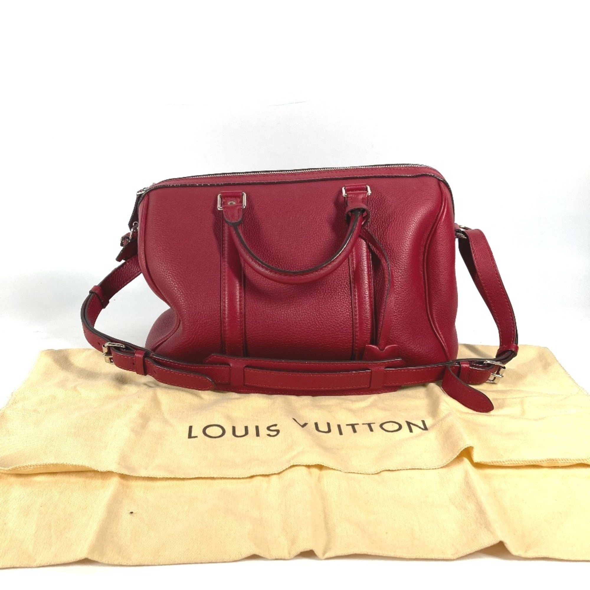 Louis Vuitton Cherry Red Color Veau Cachemire Leather Boston Bag Handbag Shoulder Bag (Pre-Owned)