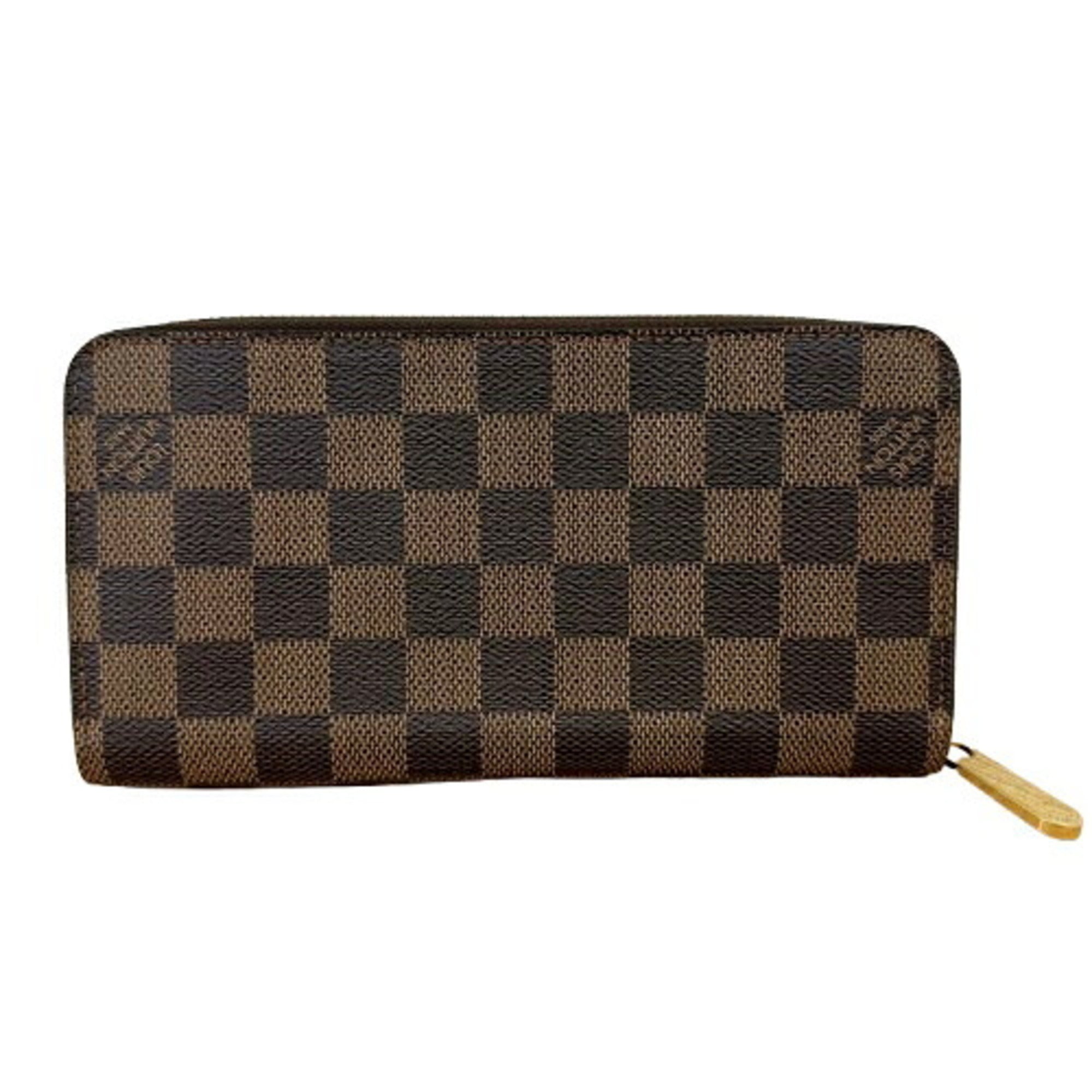 Louis Vuitton Damier Brown Leather Long Wallet (Bi-Fold) (Pre-Owned)