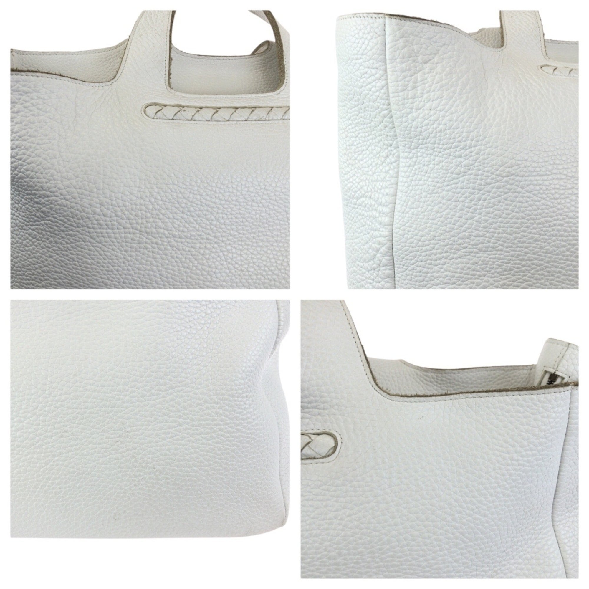 Bottega Veneta White Intrecciato Handbag Tote Bag (Pre-Owned)