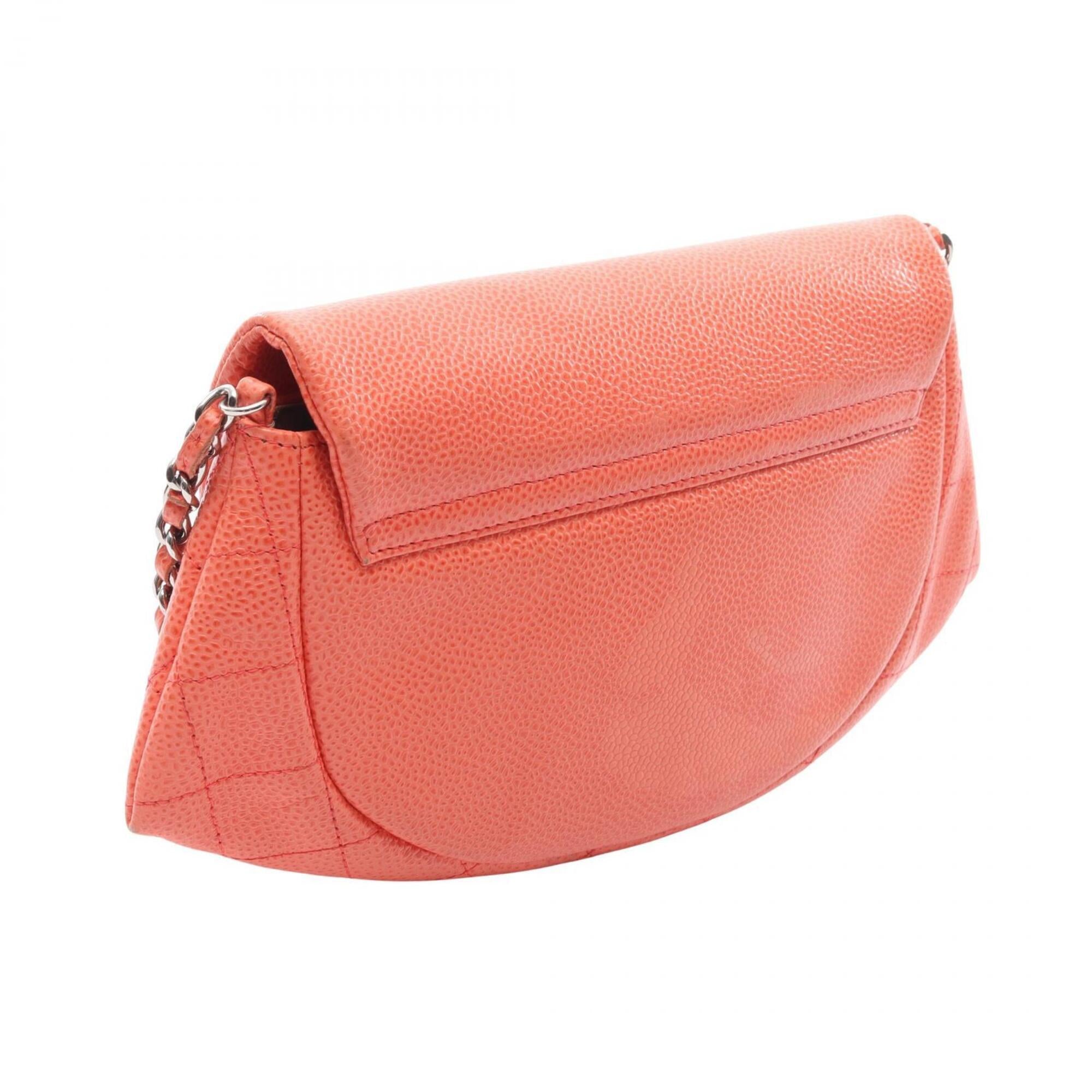 Chanel Orange Leather Handbag Shoulder Bag (Pre-Owned)