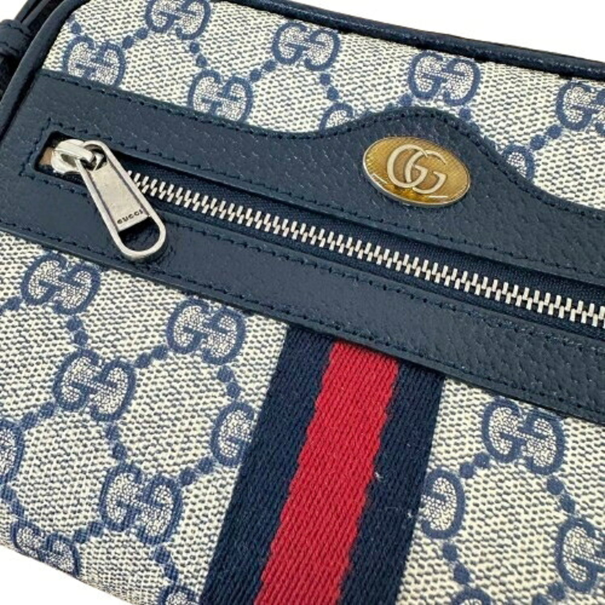 Gucci Beige Navy Gg Supreme Shoulder Bag (Pre-Owned)