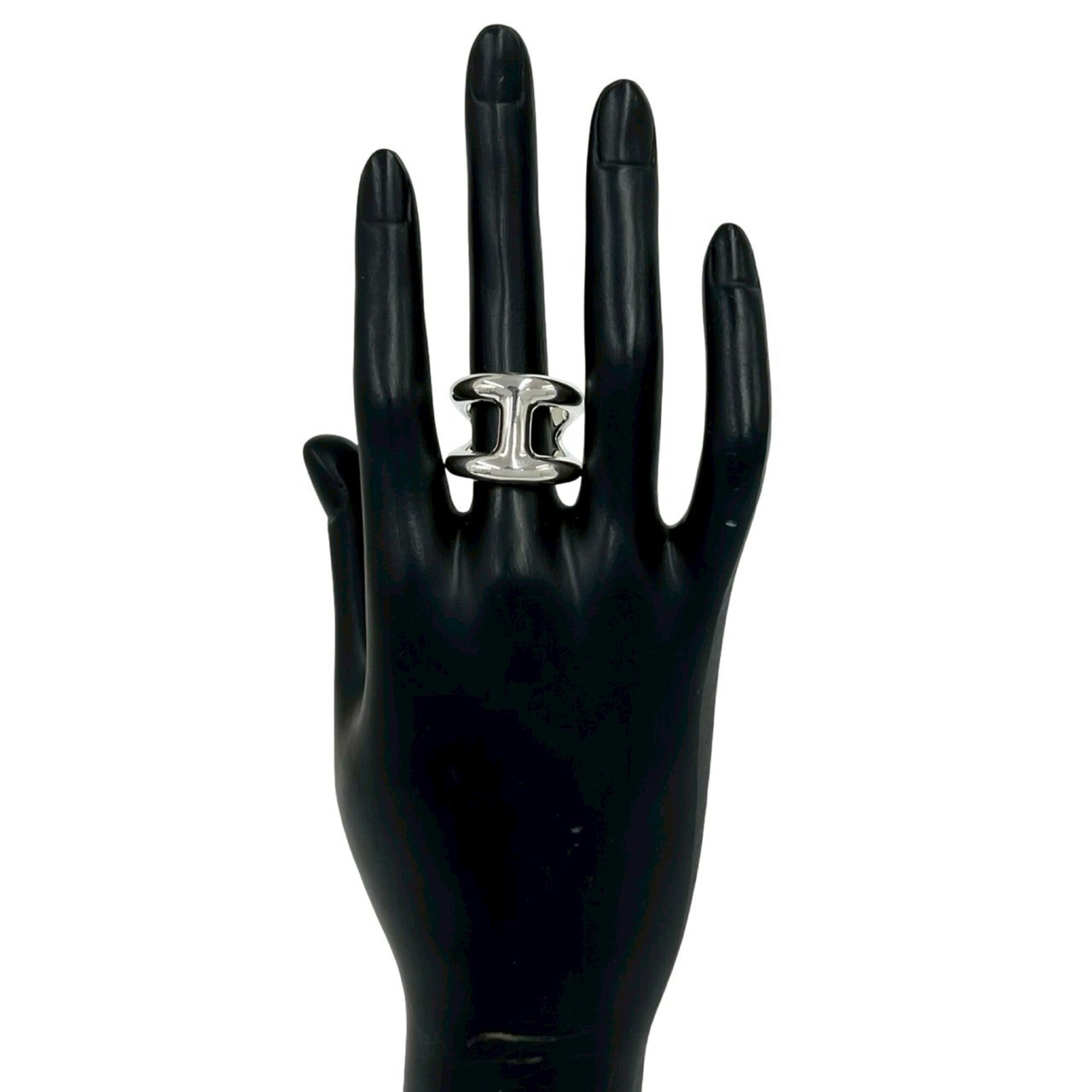 Hermes Silver Silver 925 Band Ring (Pre-Owned)