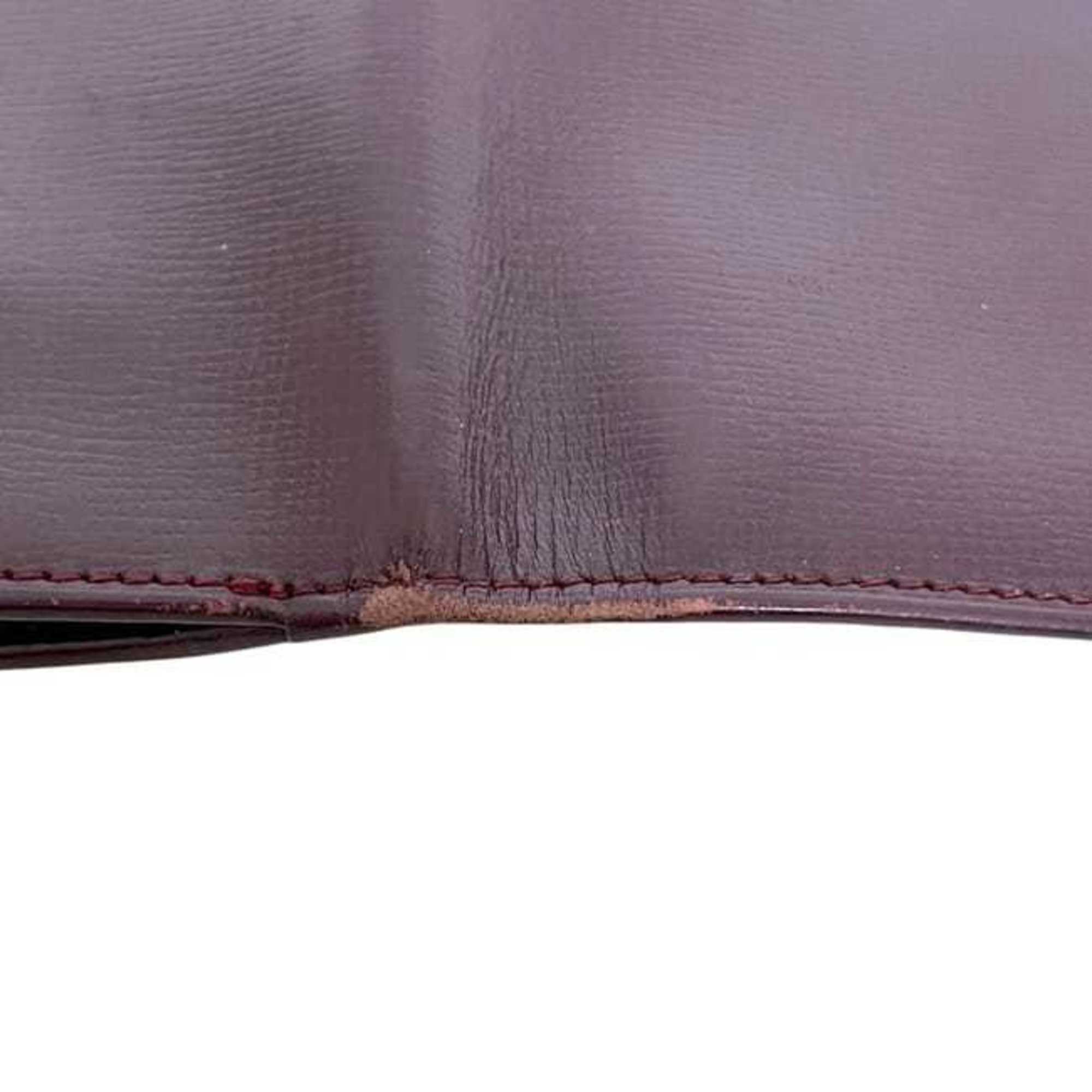 Cartier Bordeaux Wine Red Leather Long Wallet (Tri-Fold) (Pre-Owned)