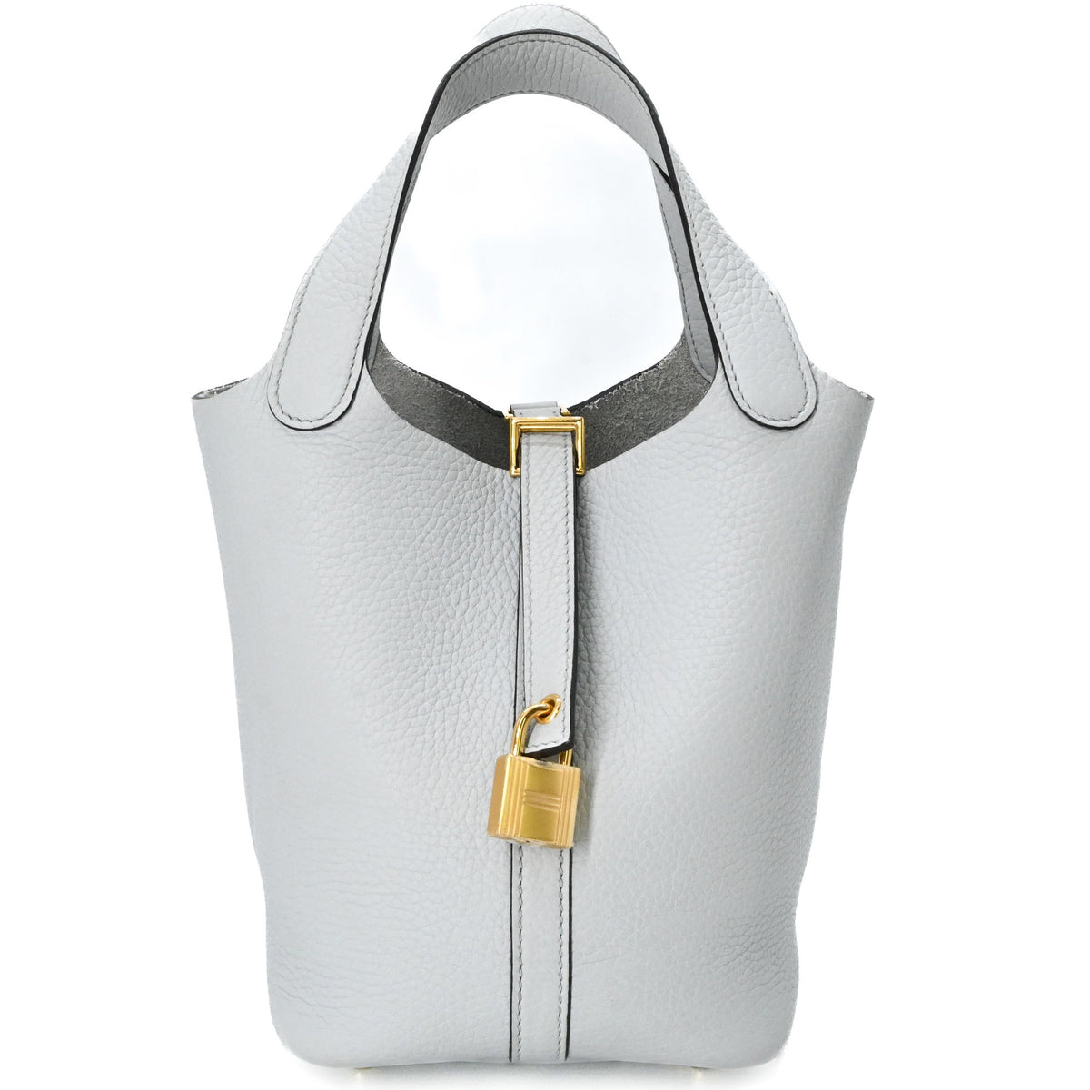 Hermes Picotin Light Blue Gray Taurillon Clemence Leather Handbag (Pre-Owned)