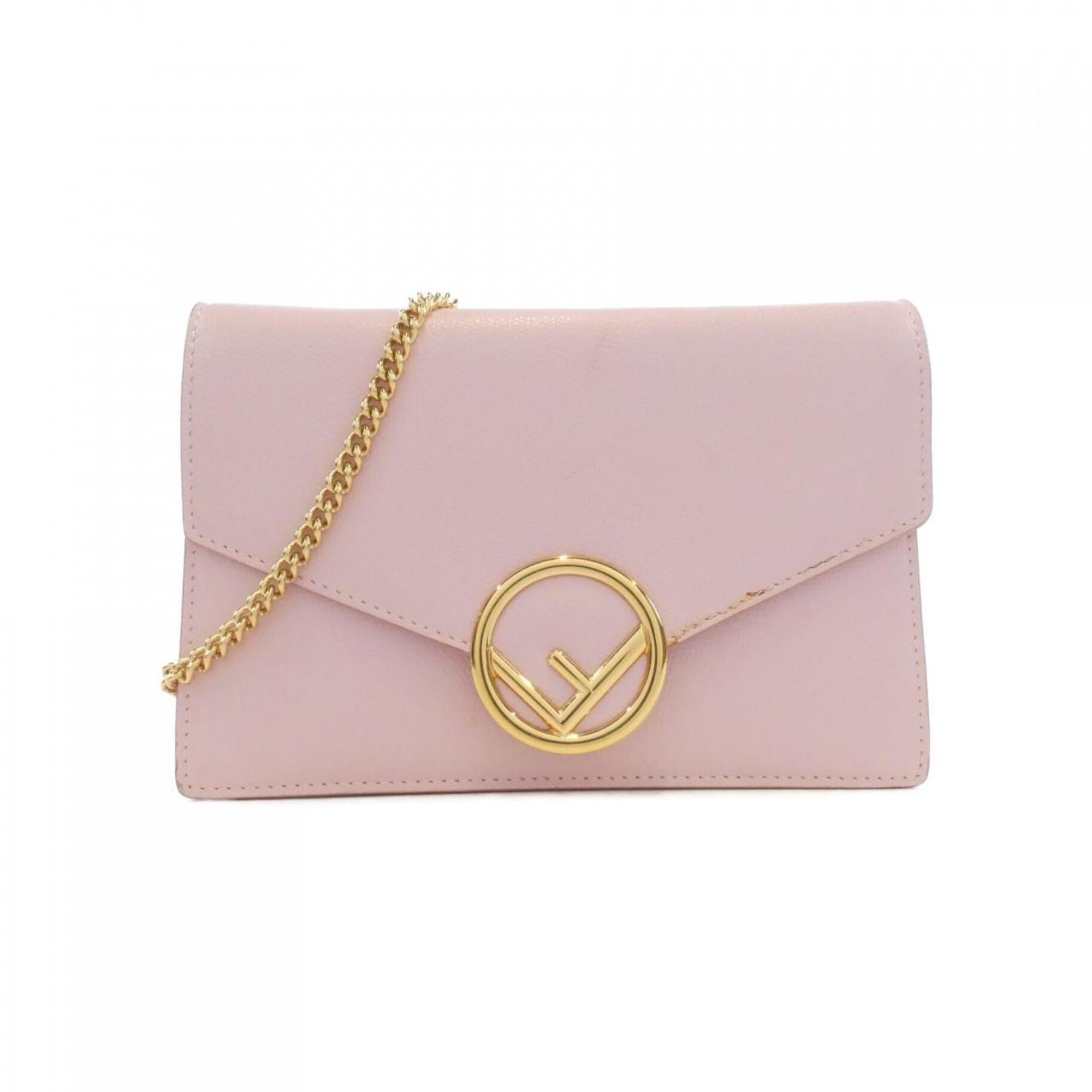 Fendi Light Pink Leather Chain/Shoulder Wallet (Pre-Owned)