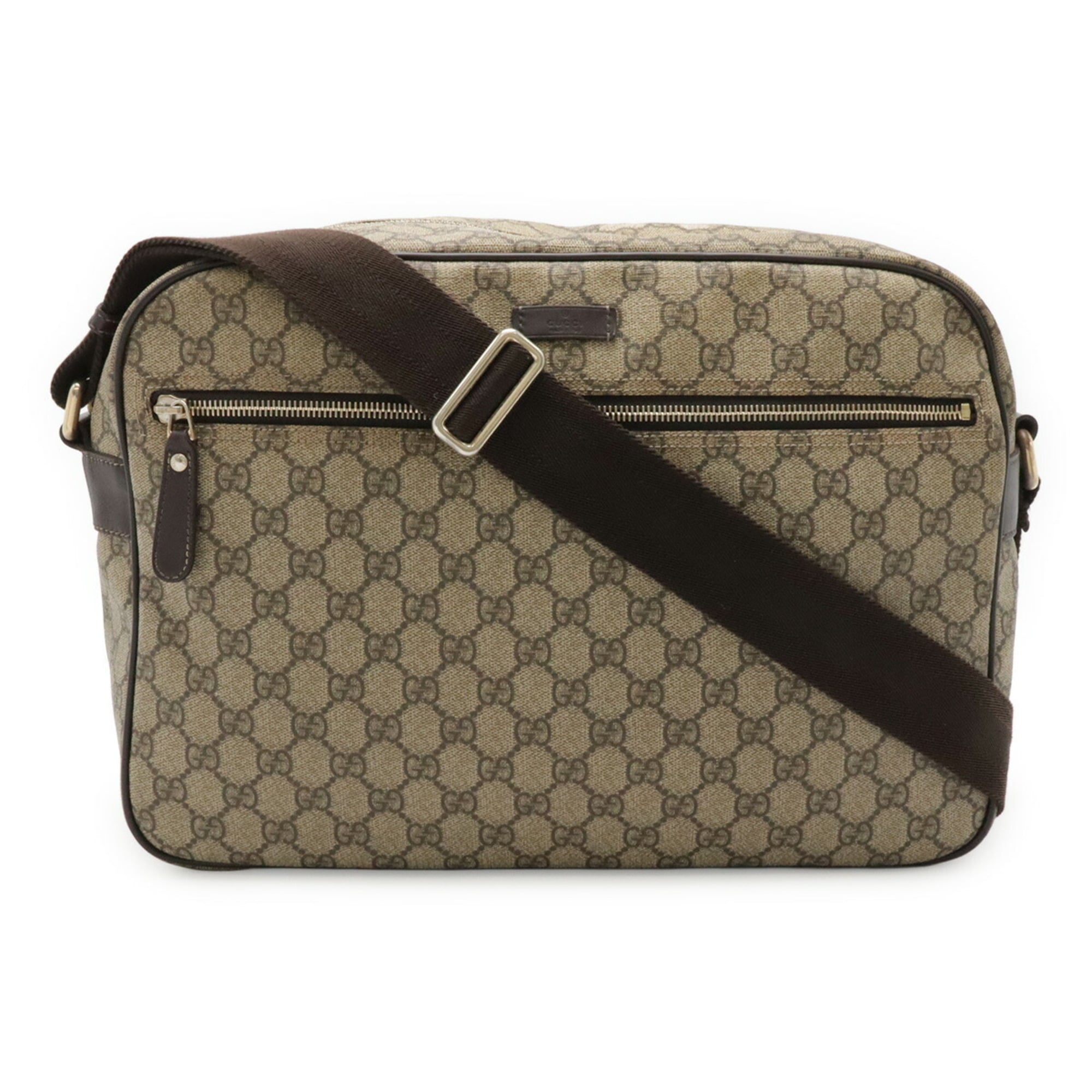 Gucci Gg Plus Beige Dark Brown Gg Supreme Leather Shoulder Bag (Pre-Owned)