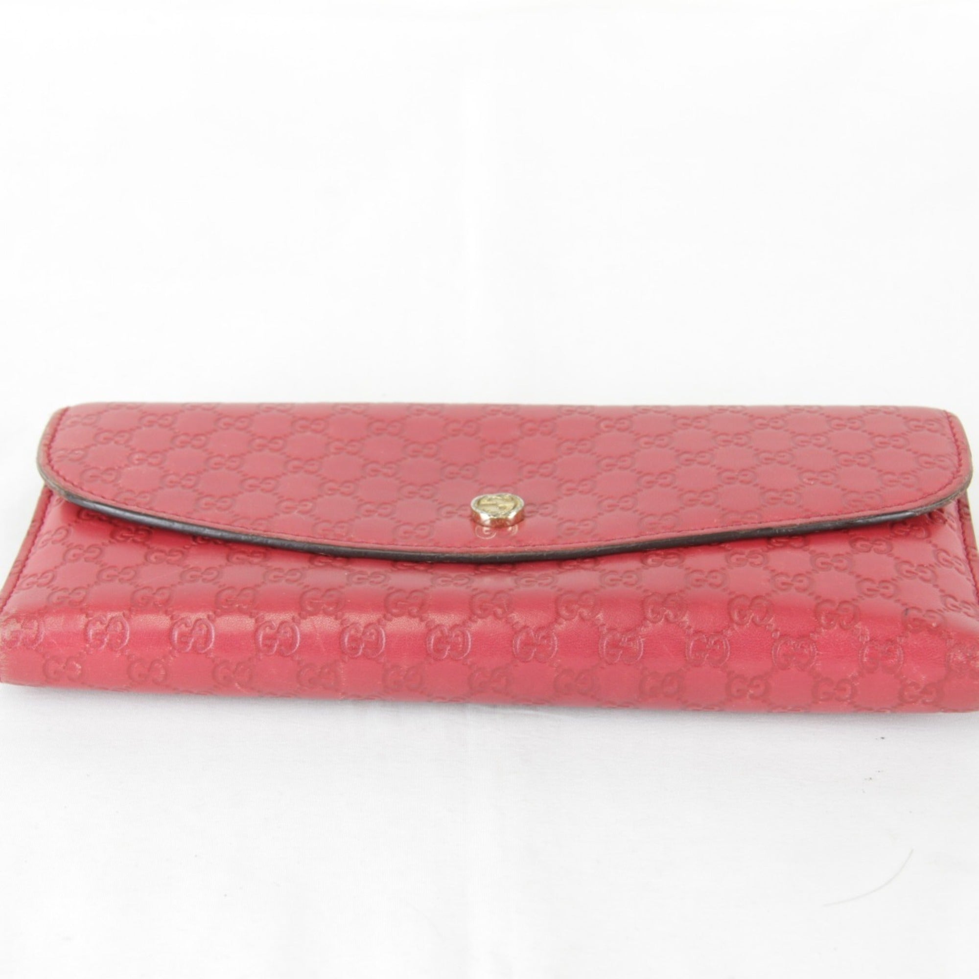 Gucci Red Color Leather Long Wallet (Bi-Fold) (Pre-Owned)