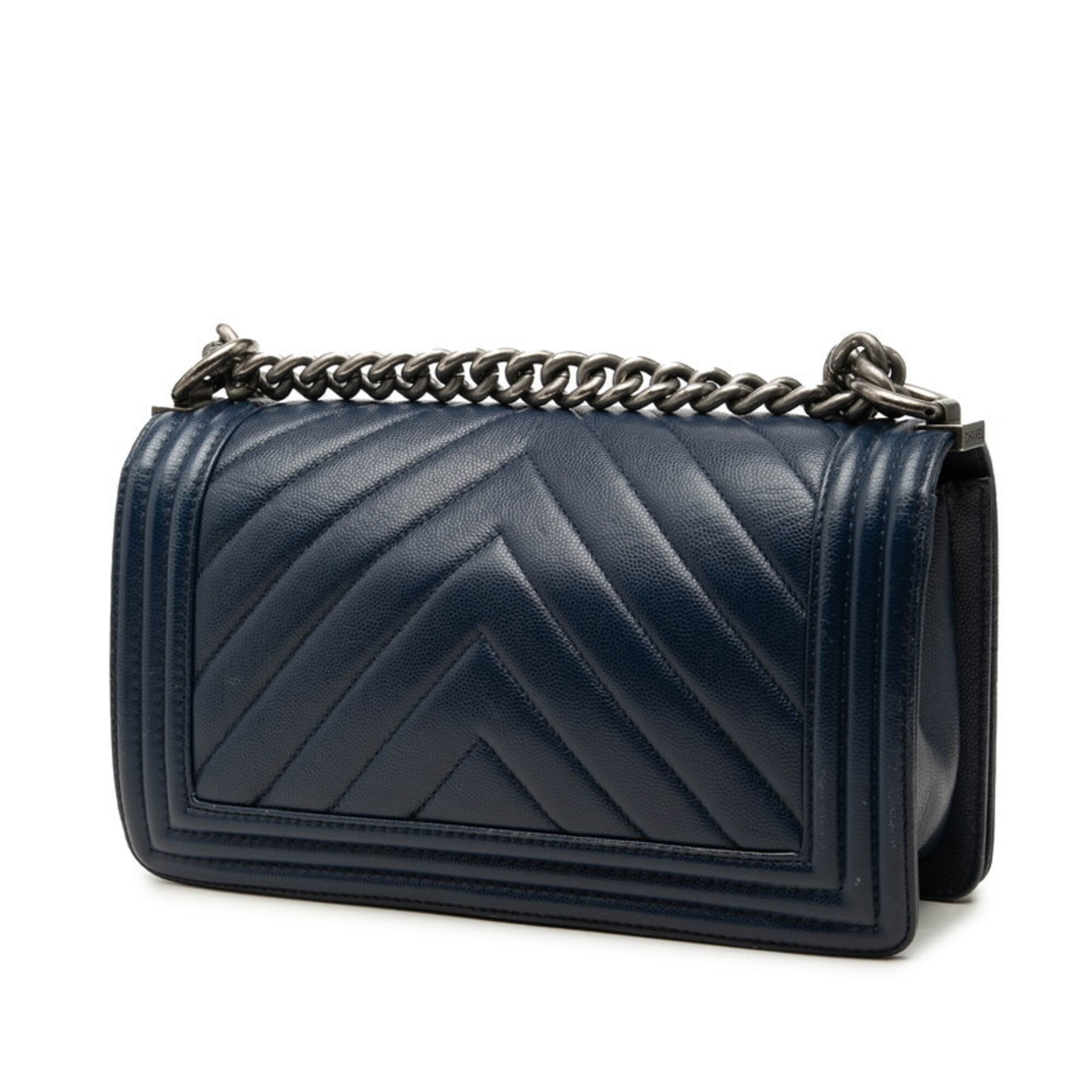 Chanel Navy Grained Calfskin Shoulder Bag (Pre-Owned)