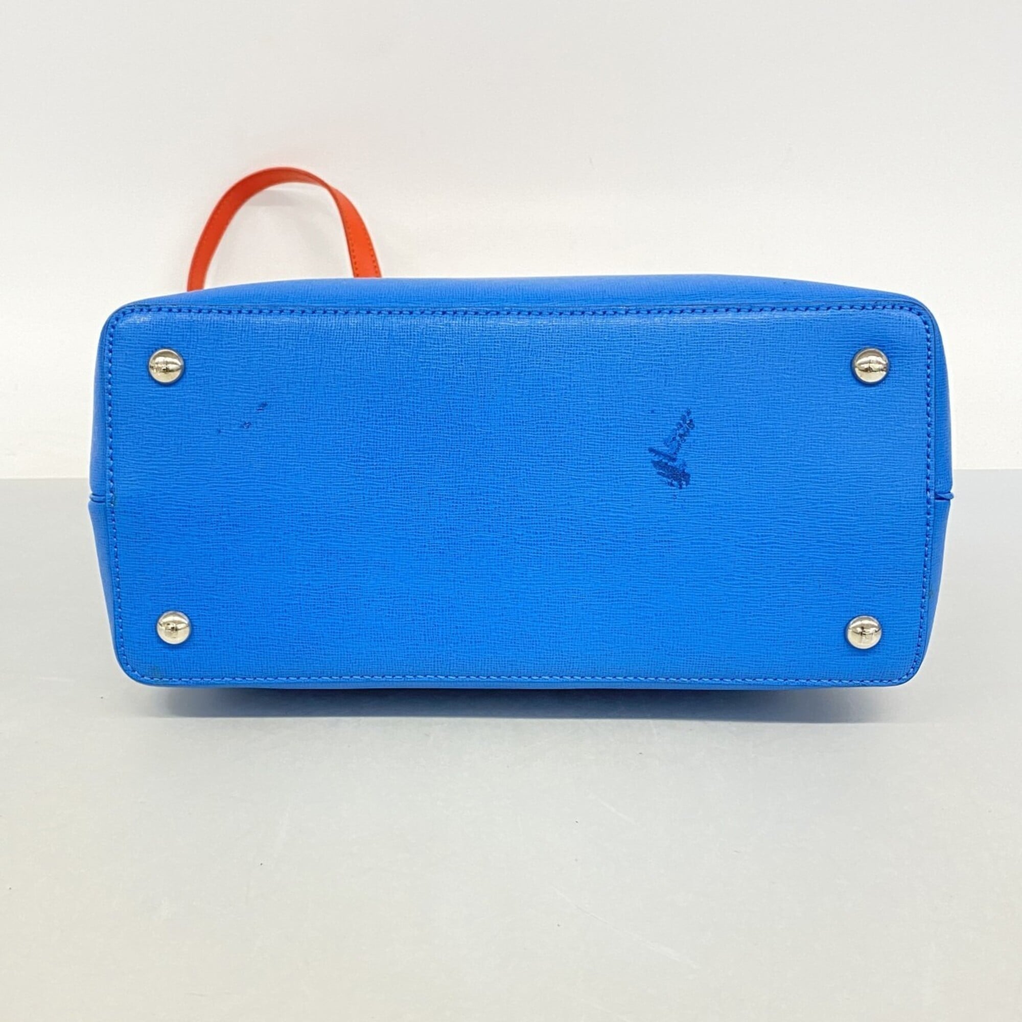 Fendi Blue Red Color Leather Handbag (Pre-Owned)