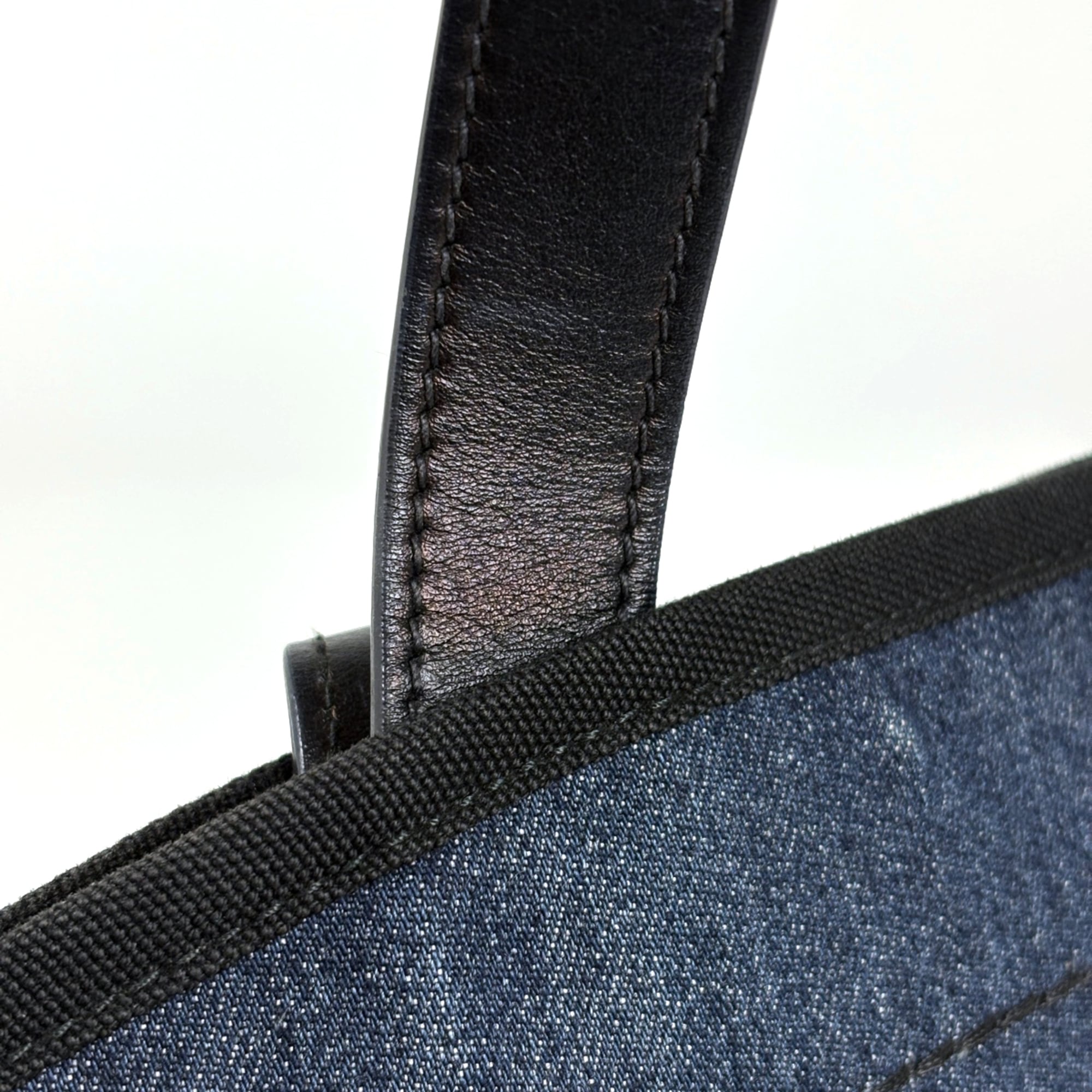 Prada Navy Denim Leather Tote Bag (Pre-Owned)