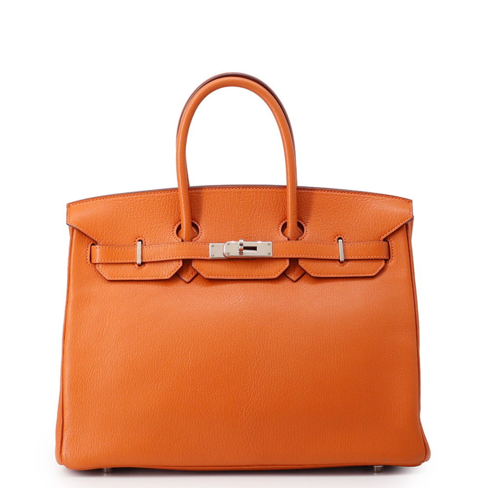 Hermes Birkin Orange Chevre Myzore Leather Handbag (Pre-Owned)