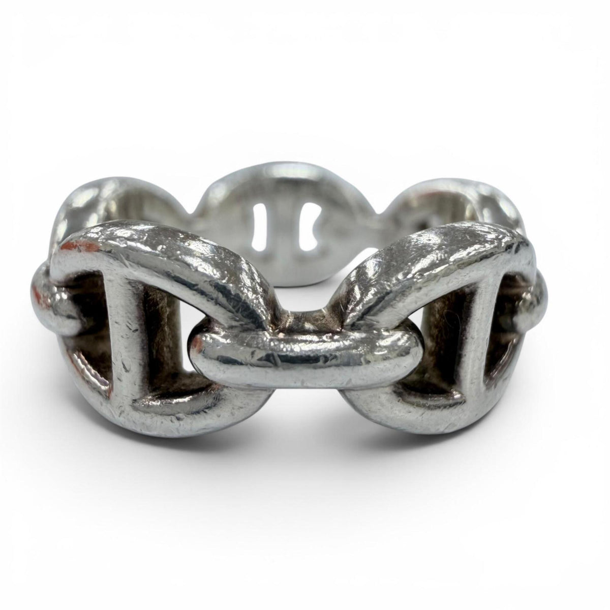 Hermes Silver Silver 925 Band Ring (Pre-Owned)