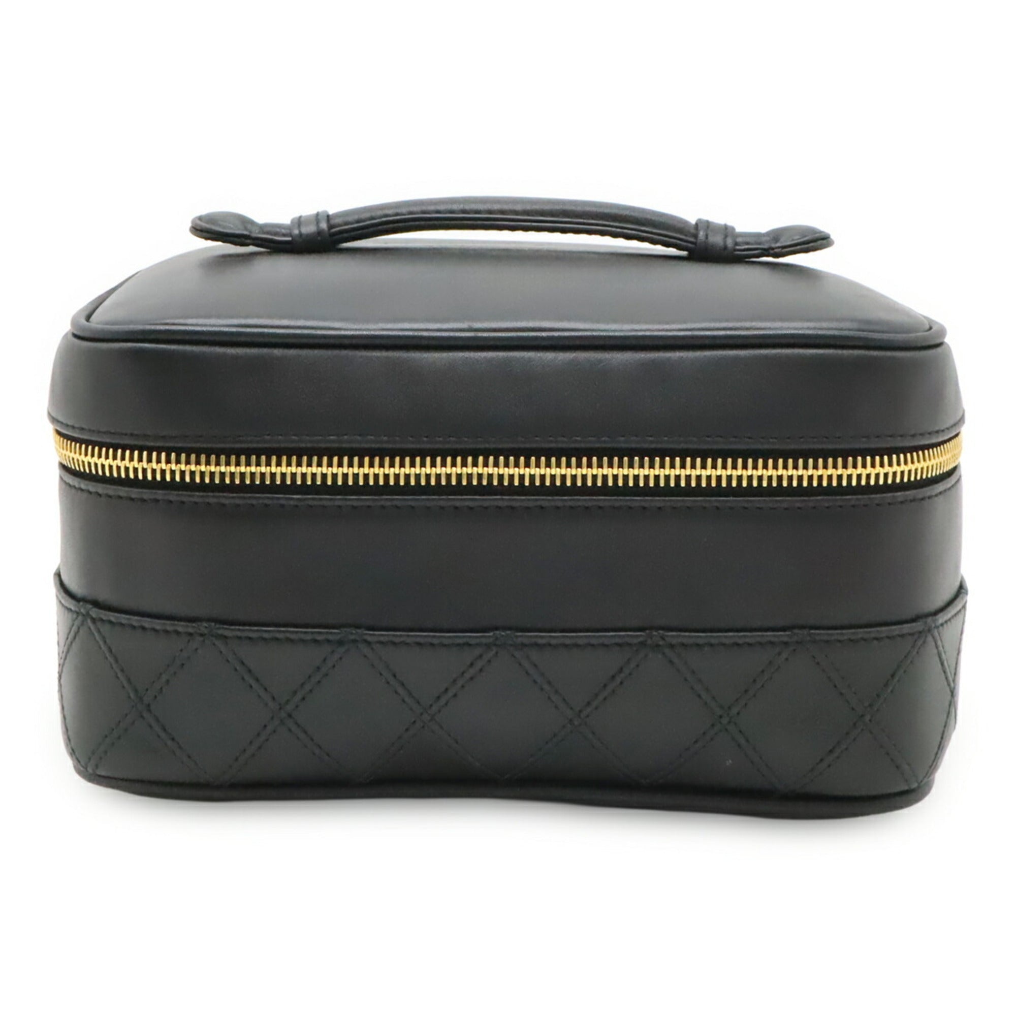 Chanel Black Leather Handbag Pouch Vanity Bag (Pre-Owned)