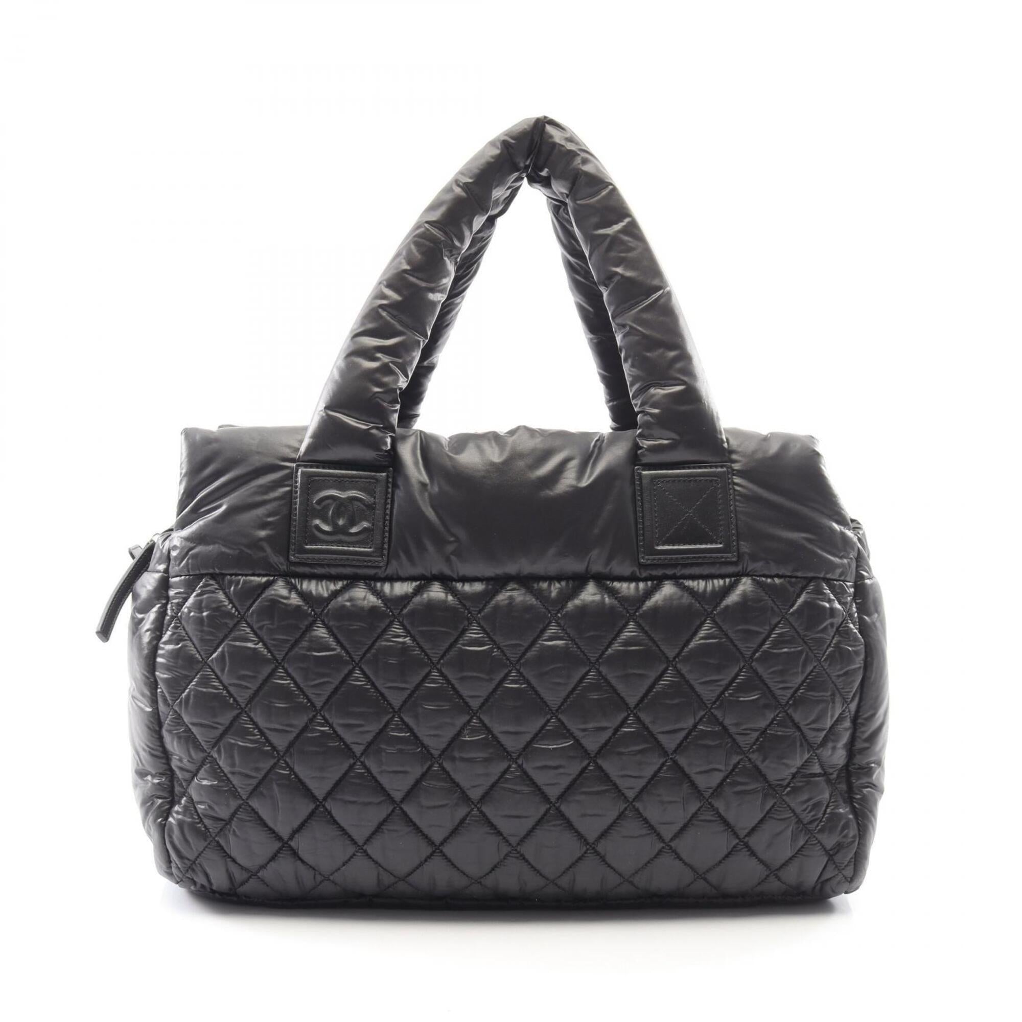 Chanel Black Nylon Leather Handbag (Pre-Owned)