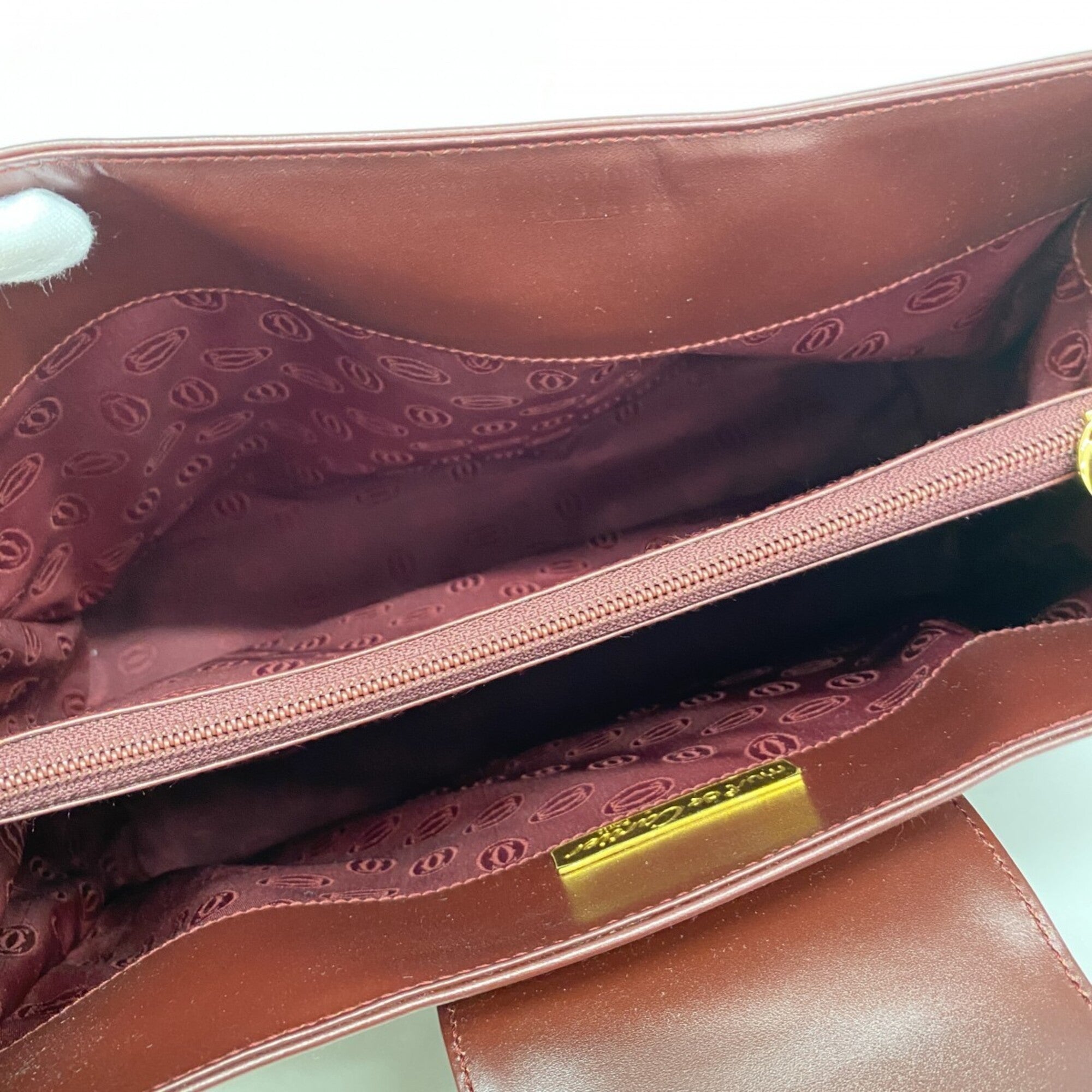 Cartier Bordeaux Leather Shoulder Bag (Pre-Owned)