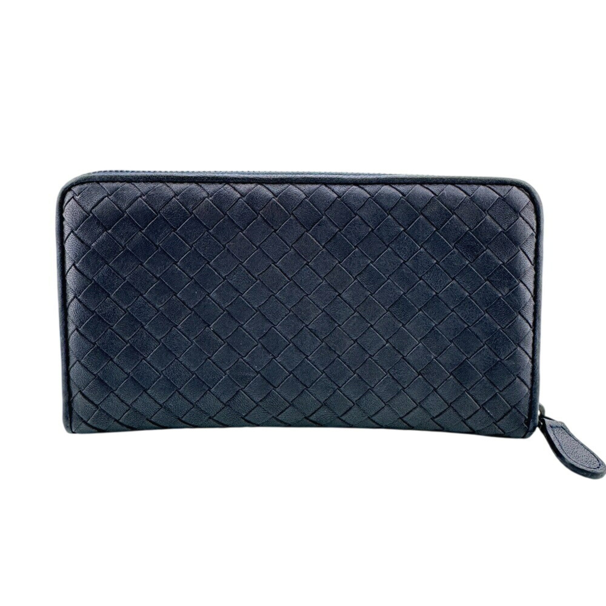 Bottega Veneta Intrecciato Navy Intrecciato Long Wallet (Bi-Fold) (Pre-Owned)