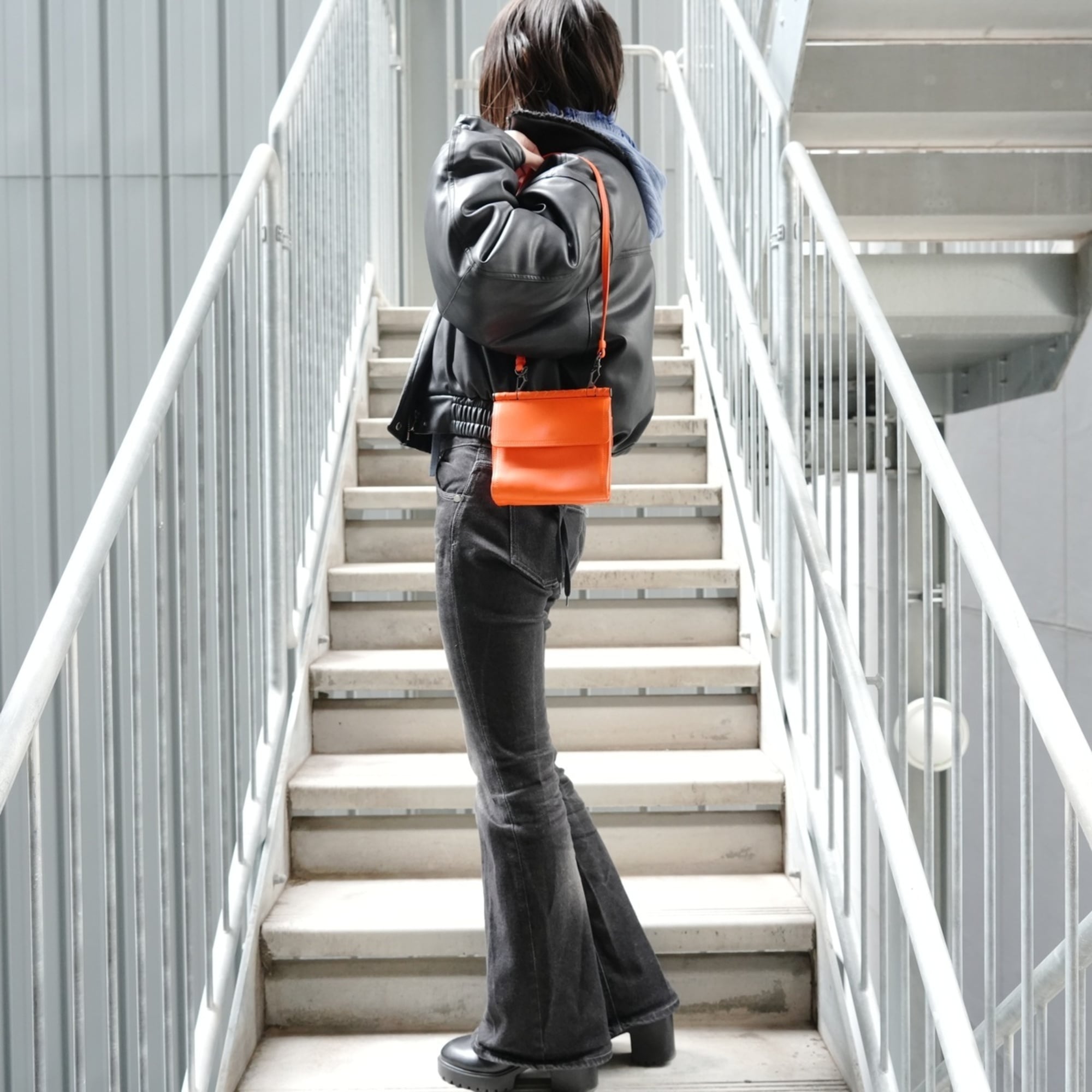 Bottega Veneta Intrecciato Orange Intrecciato Shoulder Bag (Pre-Owned)