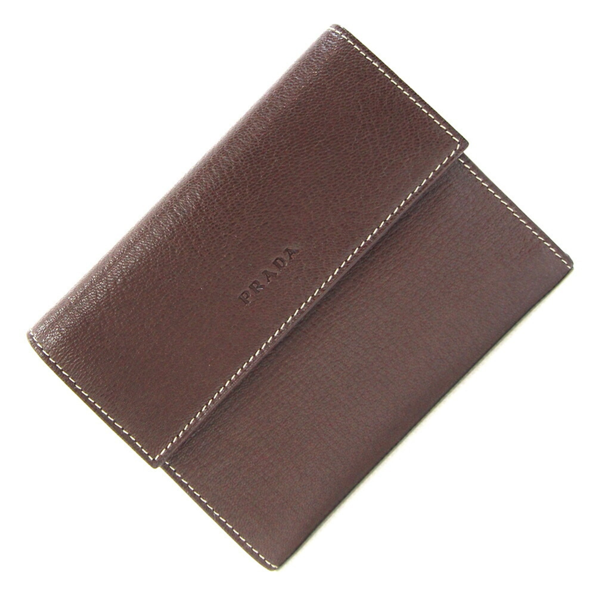 Prada Cacao Dark Brown Leather Wallet (Tri-Fold) (Pre-Owned)