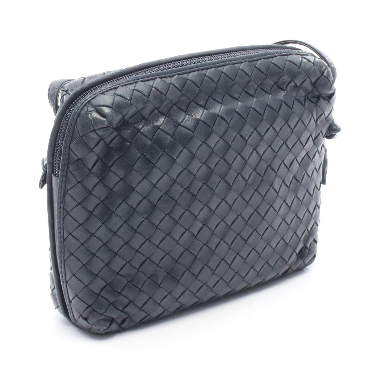 Bottega Veneta Navy Intrecciato Handbag Shoulder Bag (Pre-Owned)