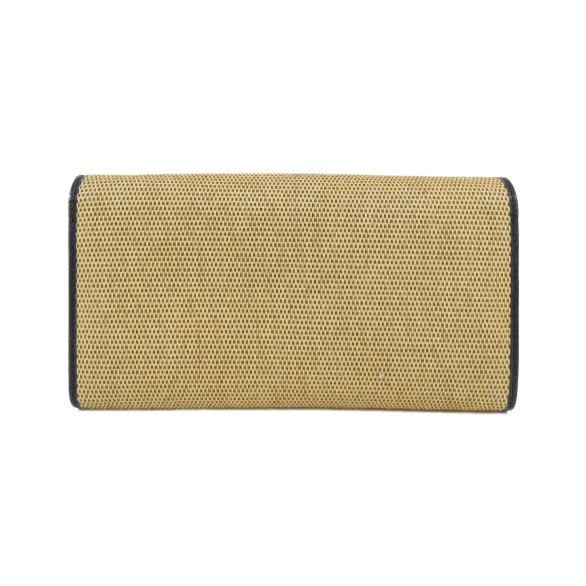 Gucci Beige Navy Canvas Leather Chain/Shoulder Wallet (Pre-Owned)
