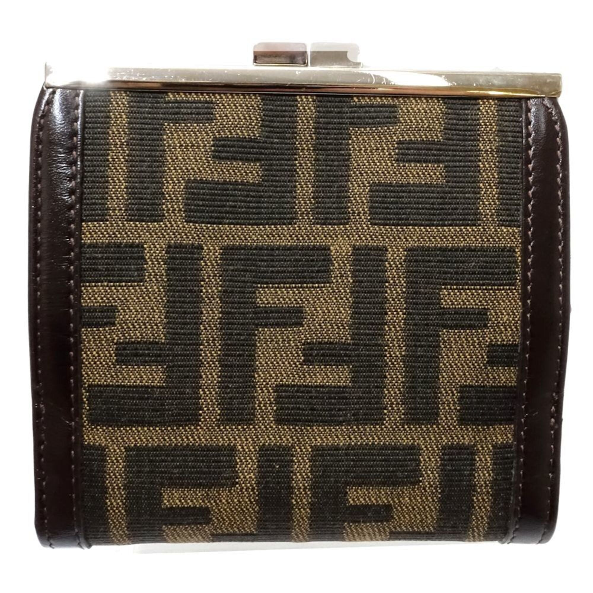 Fendi Zucca Brown Canvas Leather Wallet (Bi-Fold) (Pre-Owned)
