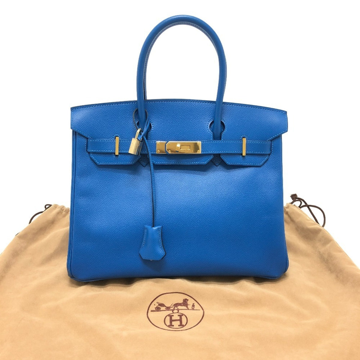 Hermes Blue Blue Hydra Epsom Leather Handbag (Pre-Owned)