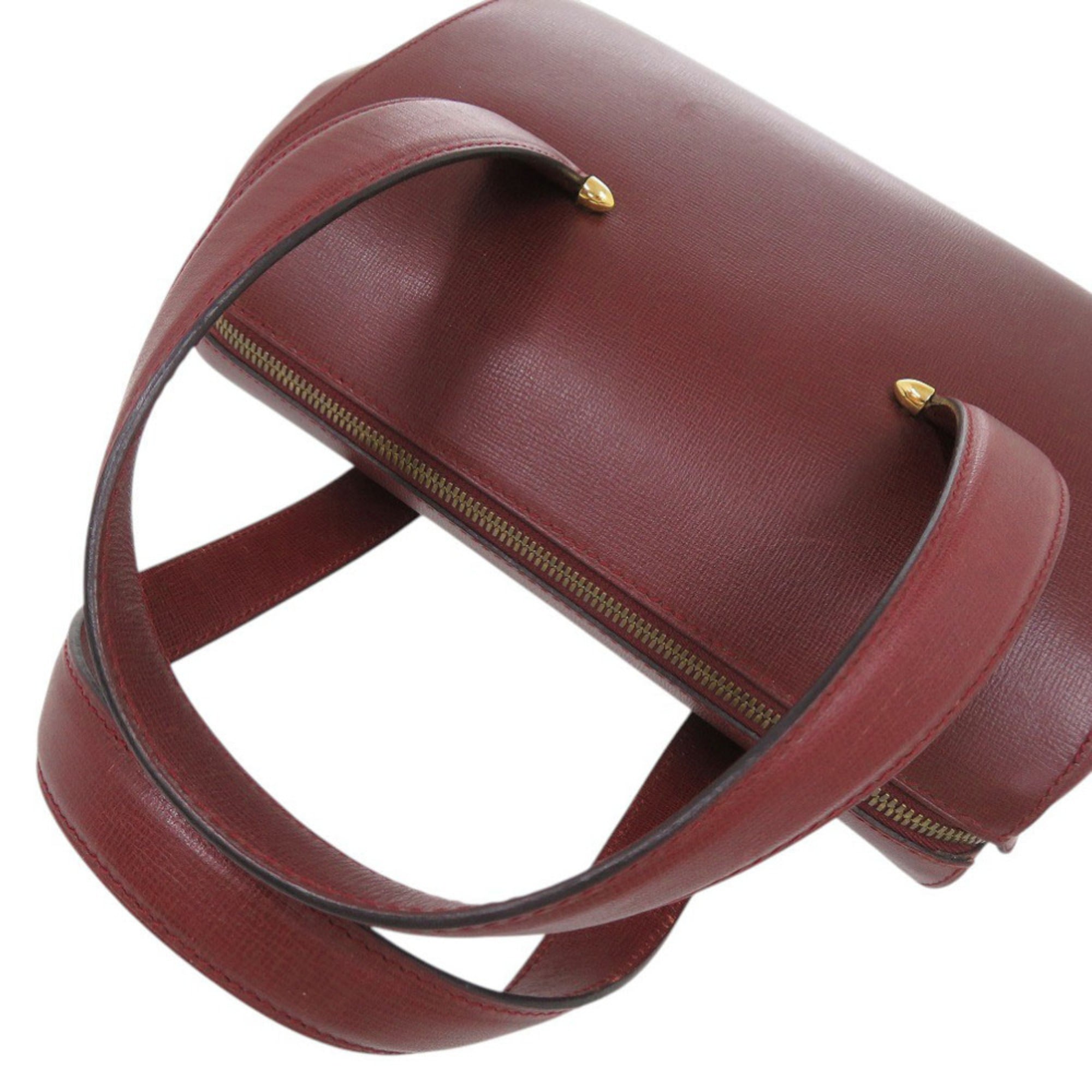 Cartier Bordeaux Red Color Leather Boston Bag Handbag (Pre-Owned)
