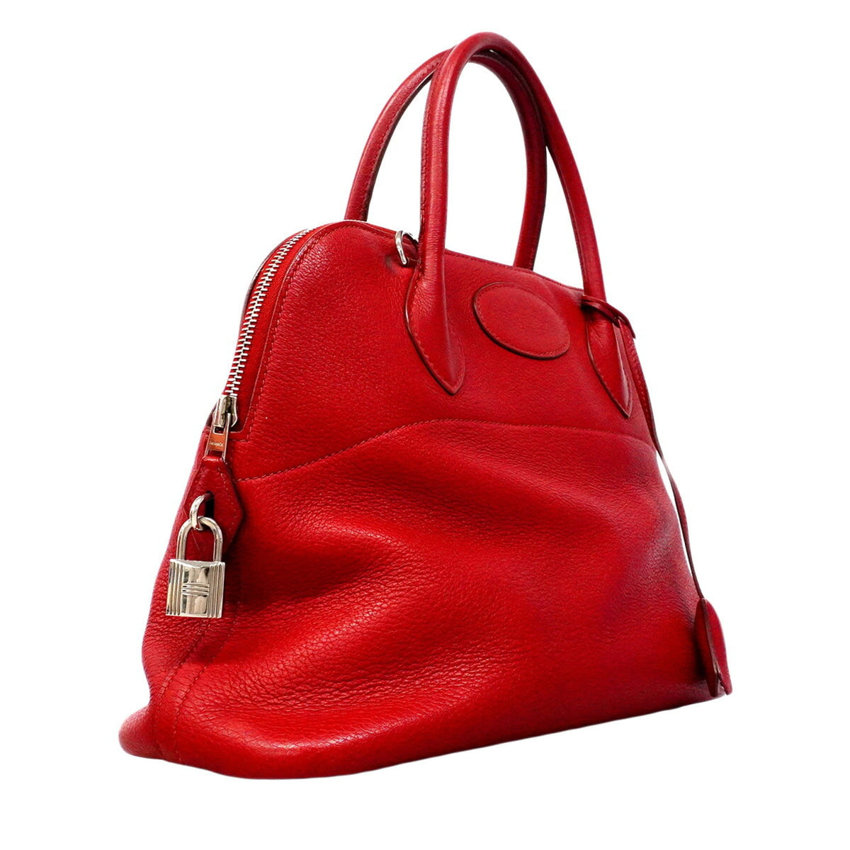 Hermes Rouge Casaque Taurillon Clemence Leather Handbag (Pre-Owned)