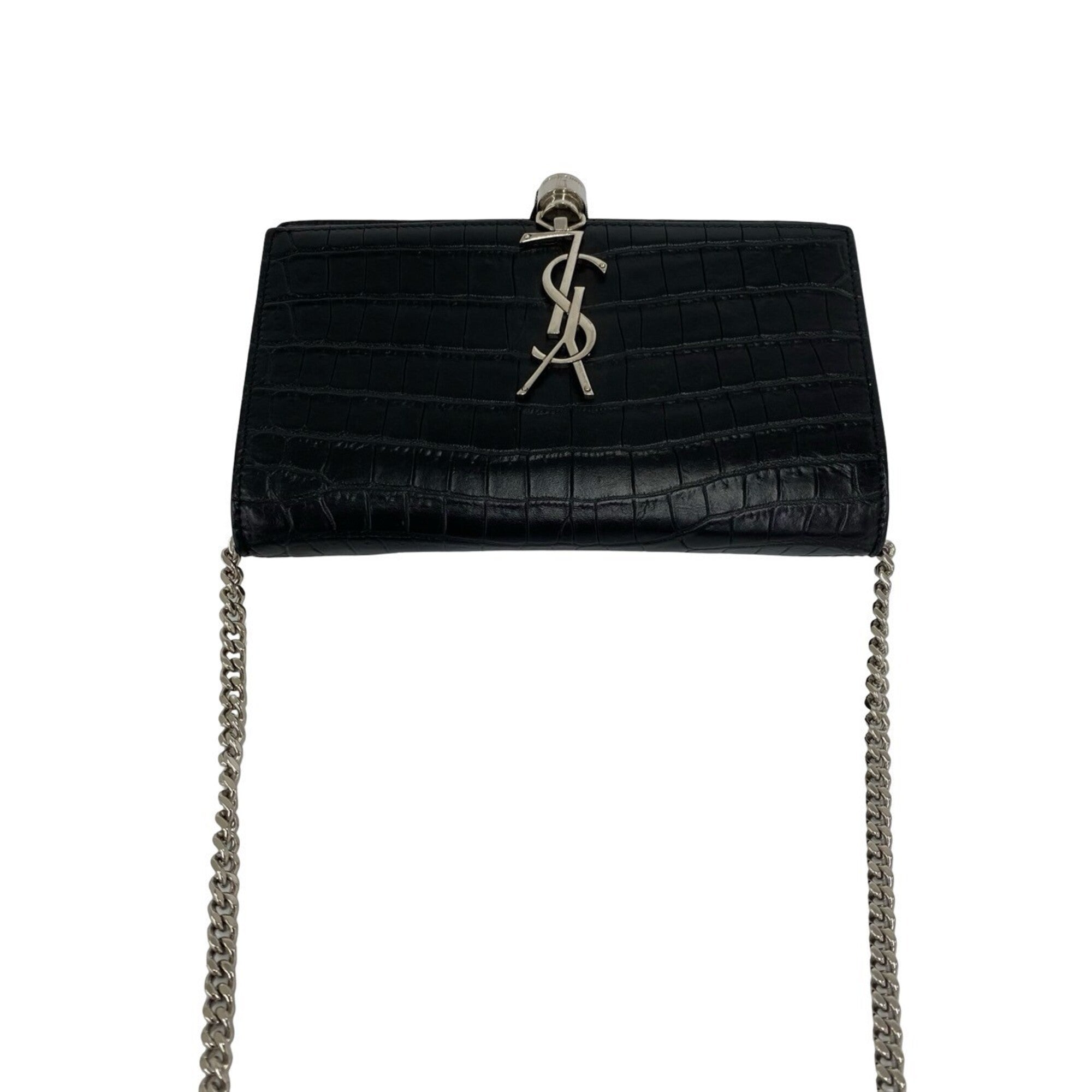 Saint Laurent Black Leather Pochette Shoulder Bag (Pre-Owned)