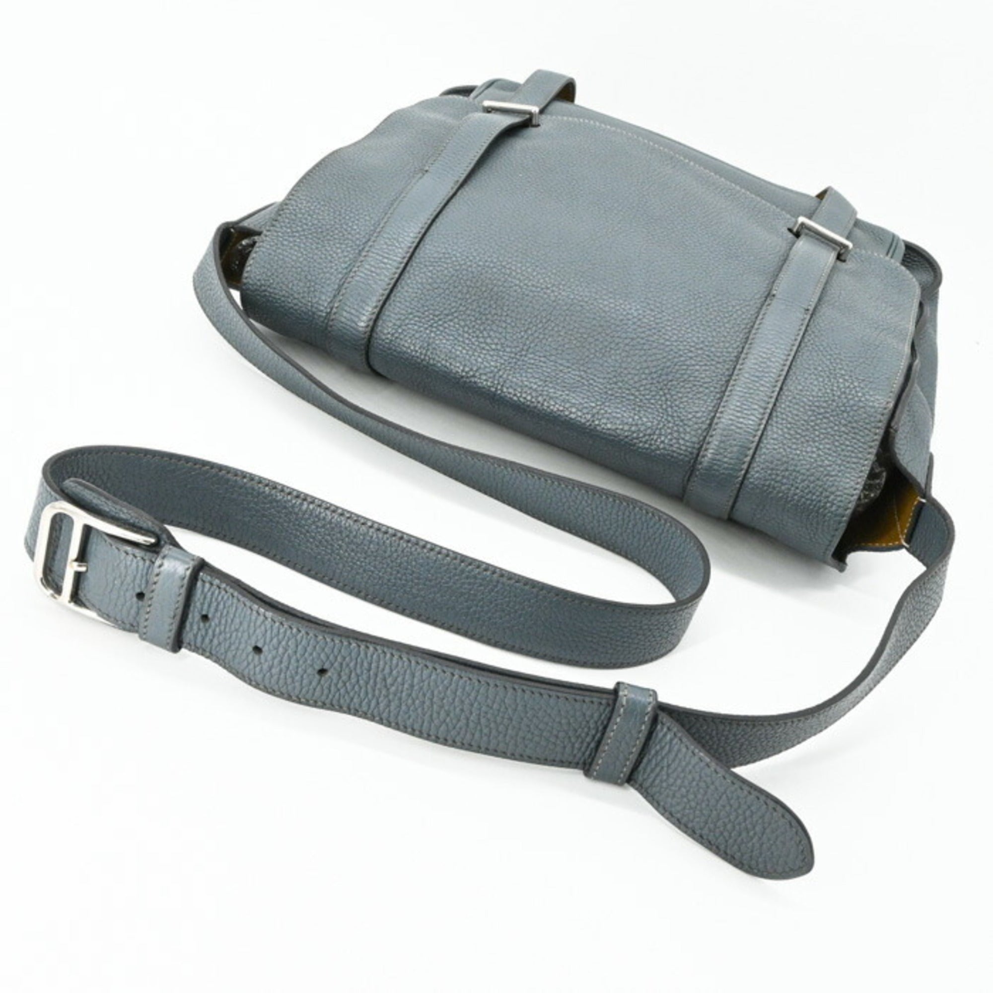 Hermes Blue Brown Taurillon Clemence Leather Leather Shoulder Bag (Pre-Owned)