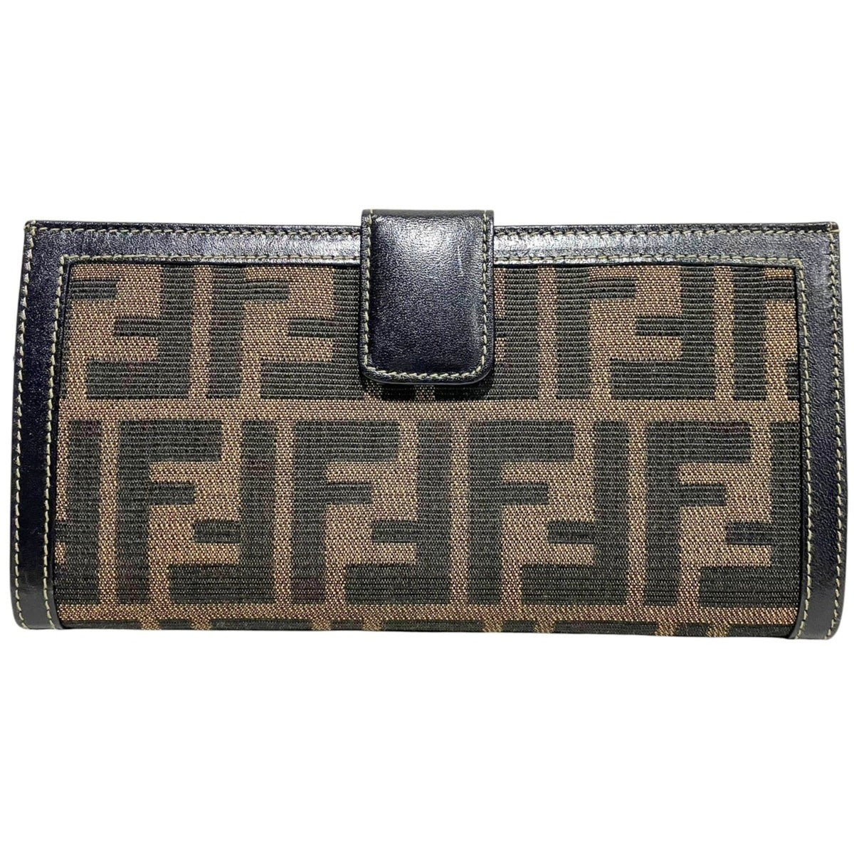 Fendi Brown Canvas Leather Long Wallet (Bi-Fold) (Pre-Owned)