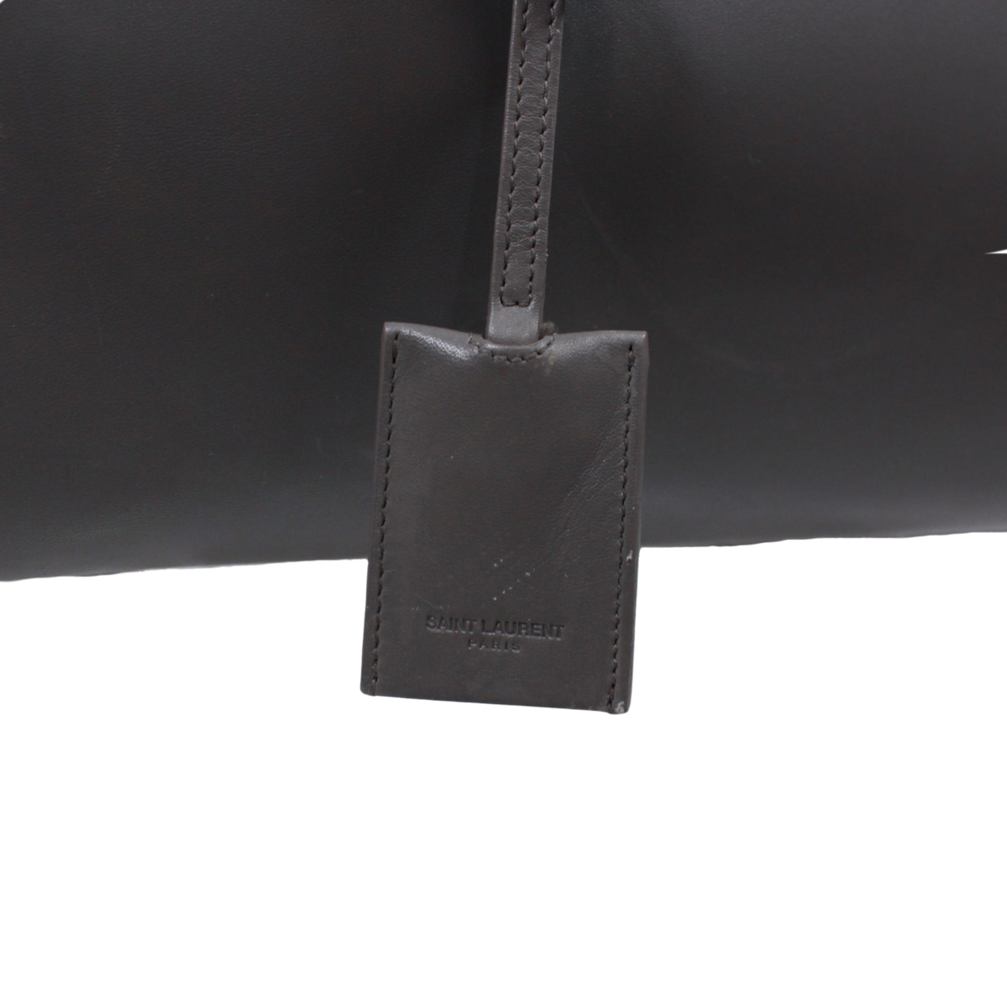 Saint Laurent Gray Leather Boston Bag Handbag (Pre-Owned)