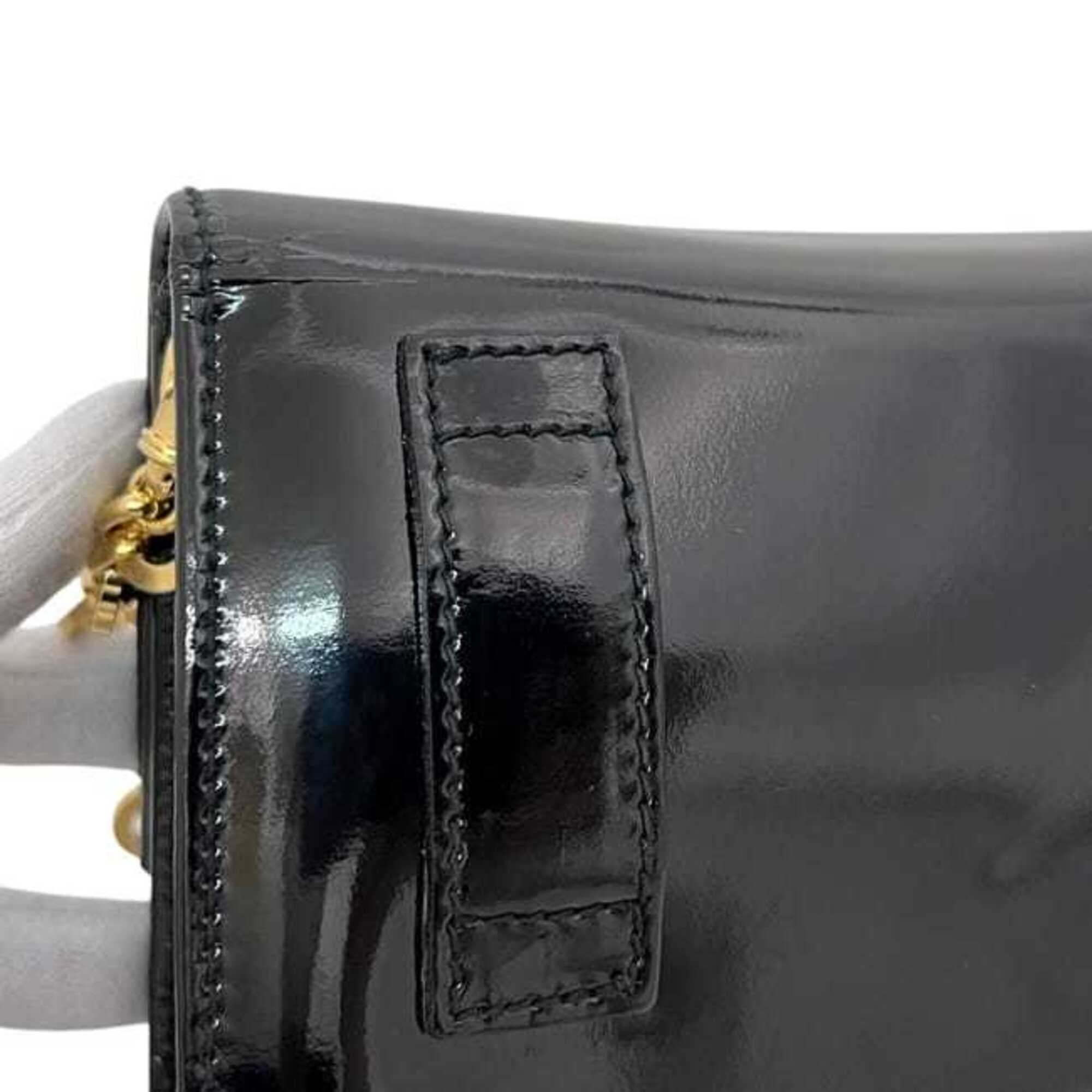 Salvatore Ferragamo Vara Black Patent Leather Shoulder Bag (Pre-Owned)