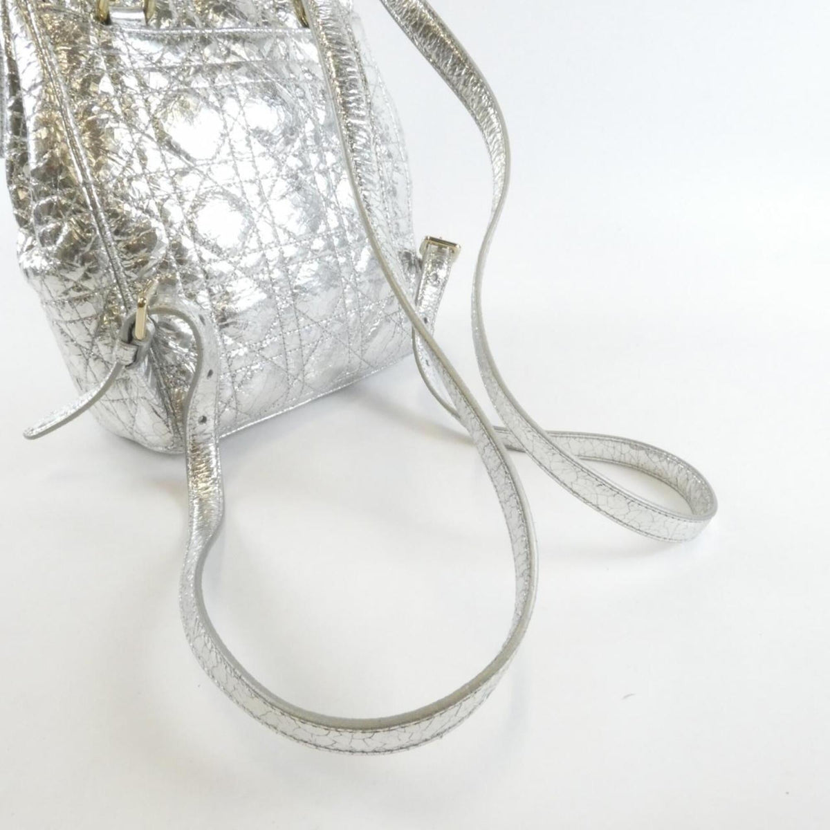 Christian Dior Metallic Silver Leather Backpack (Pre-Owned)