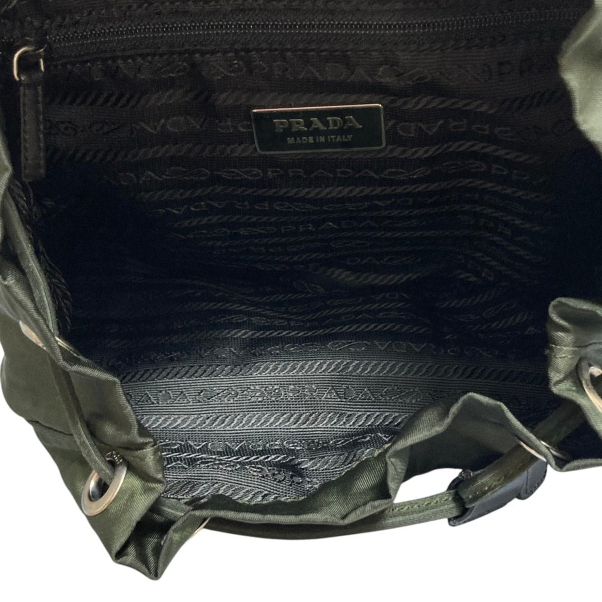 Prada Black Green Nylon Backpack (Pre-Owned)