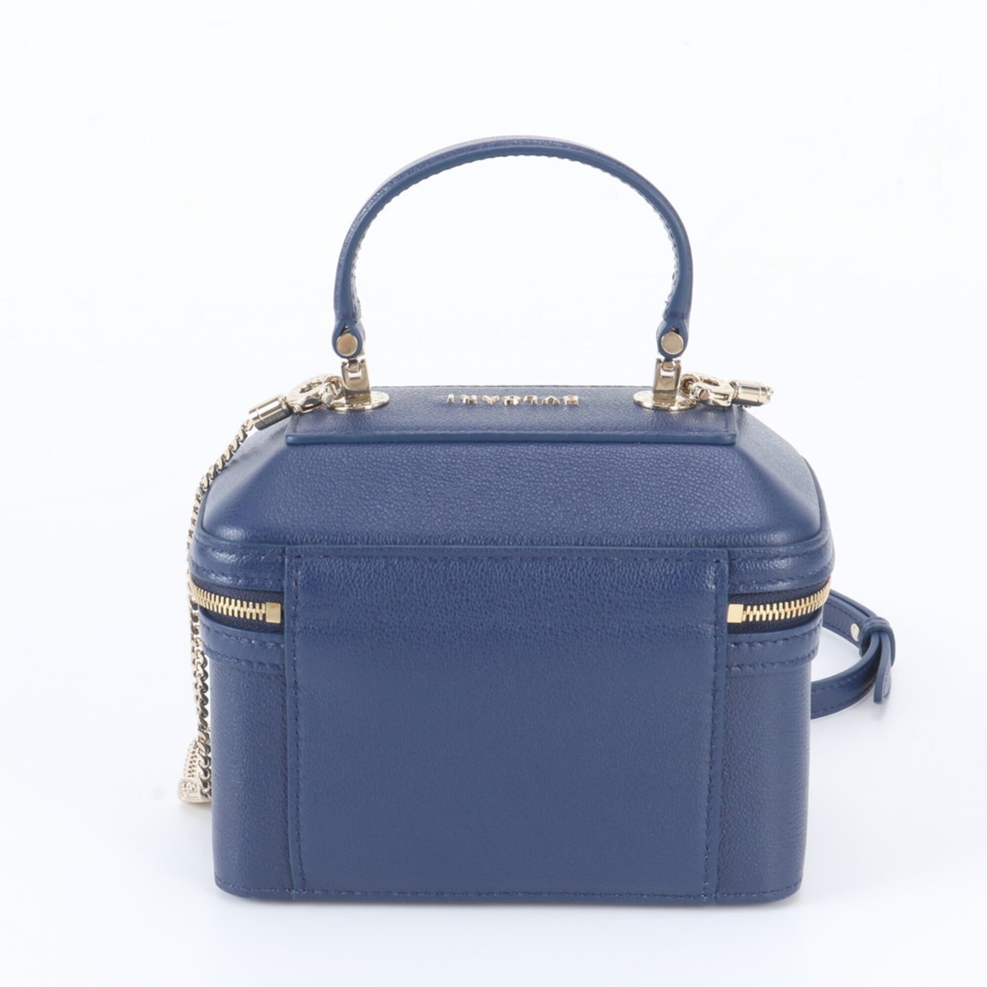 Bvlgari Navy Leather Handbag Shoulder Bag Vanity Bag (Pre-Owned)