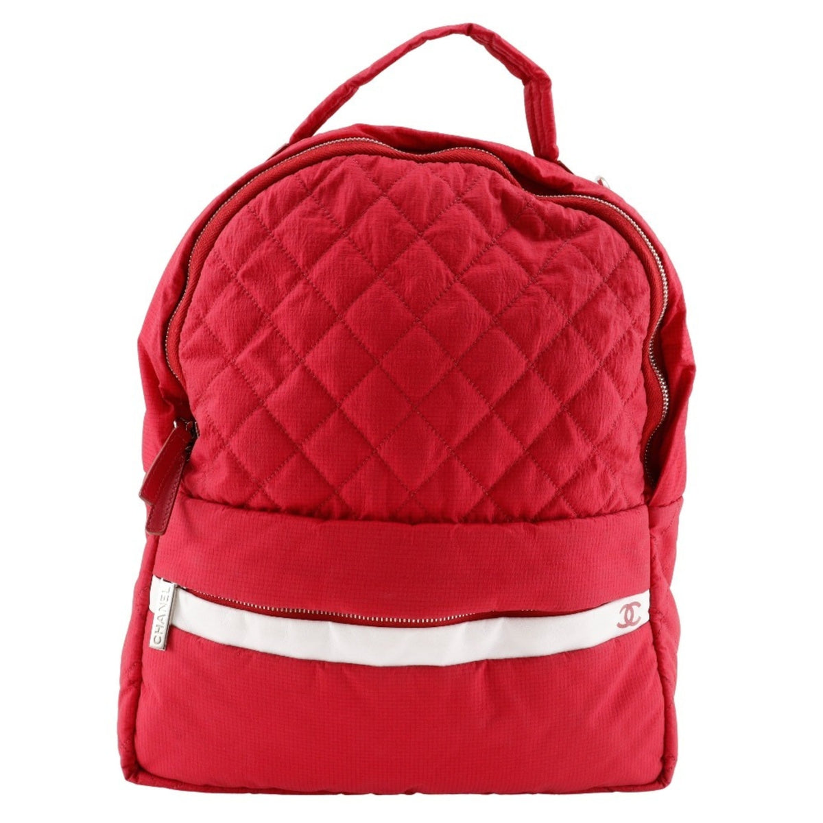 Chanel Red Color Nylon Backpack (Pre-Owned)