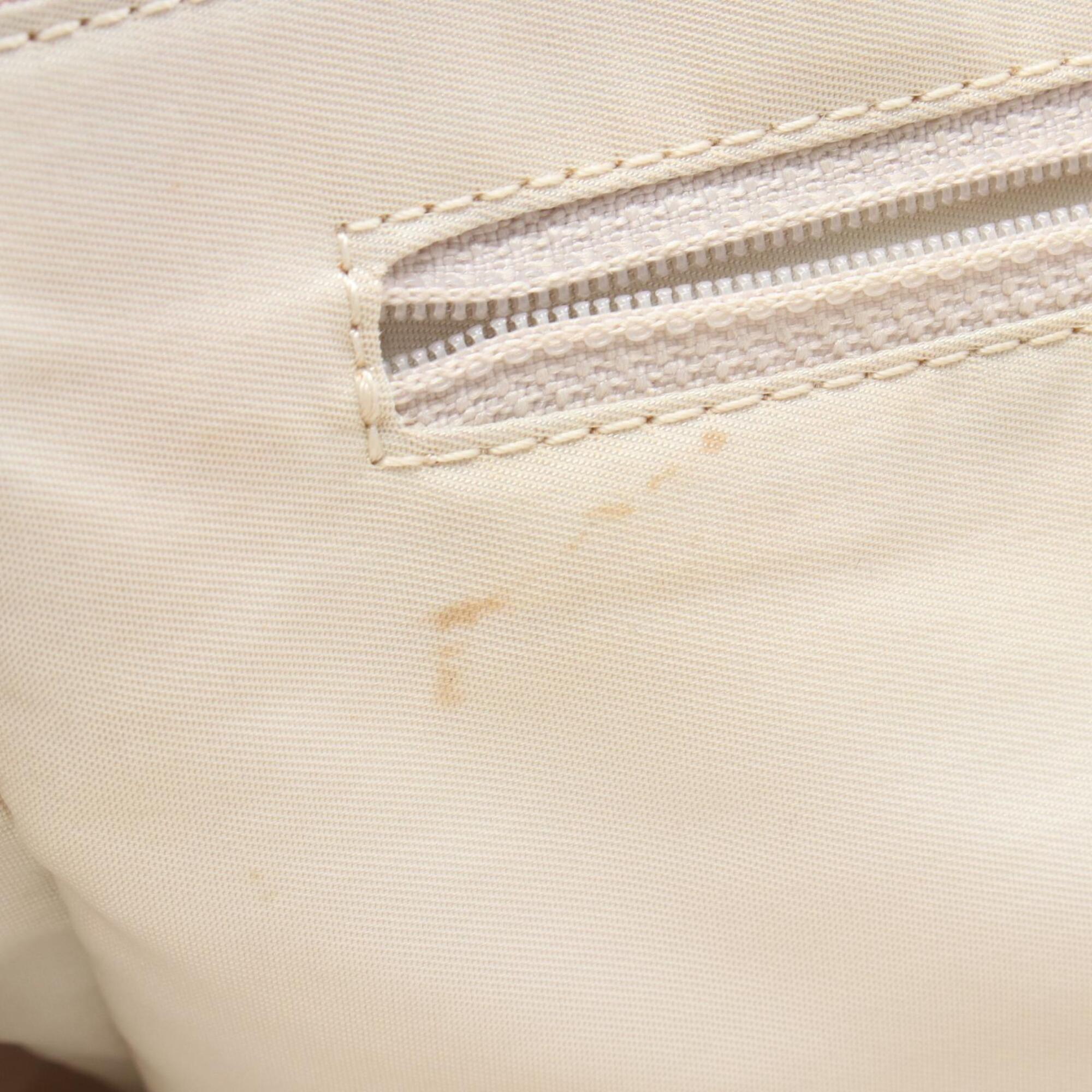 Chanel Beige Nylon Canvas Handbag Tote Bag (Pre-Owned)