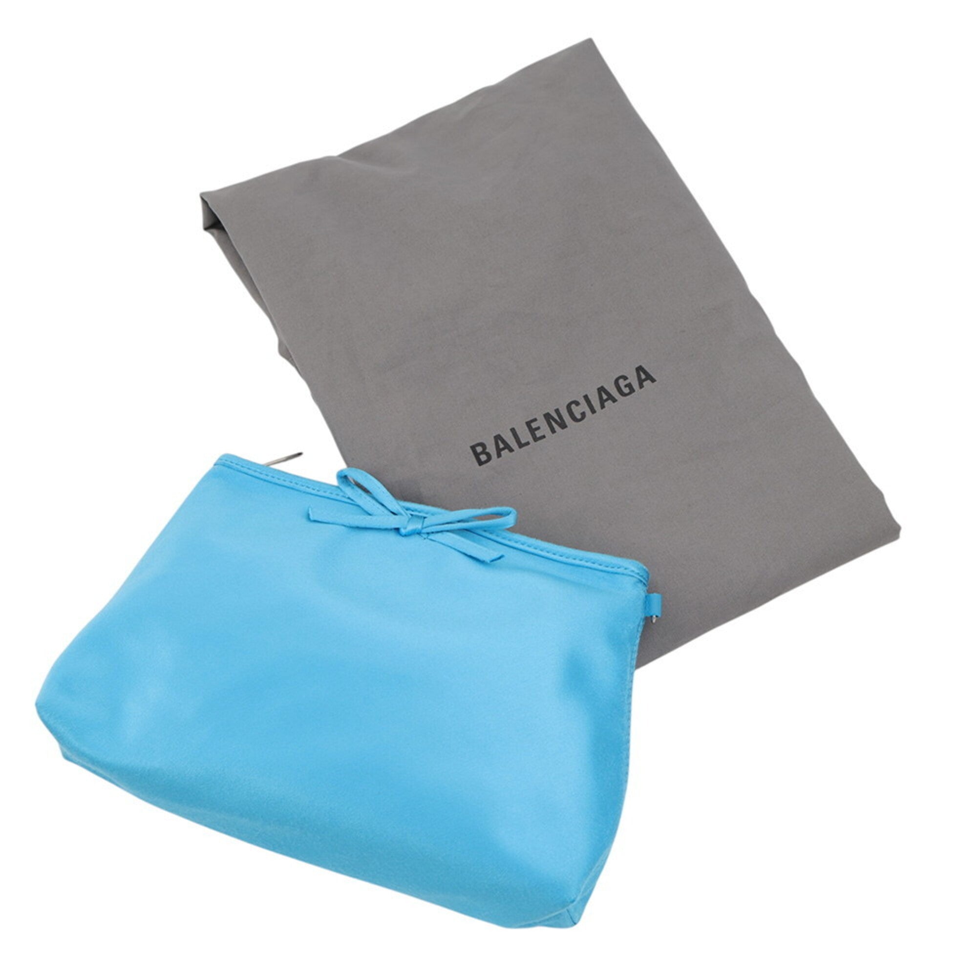 Balenciaga Blue Satin Leather Handbag Tote Bag (Pre-Owned)
