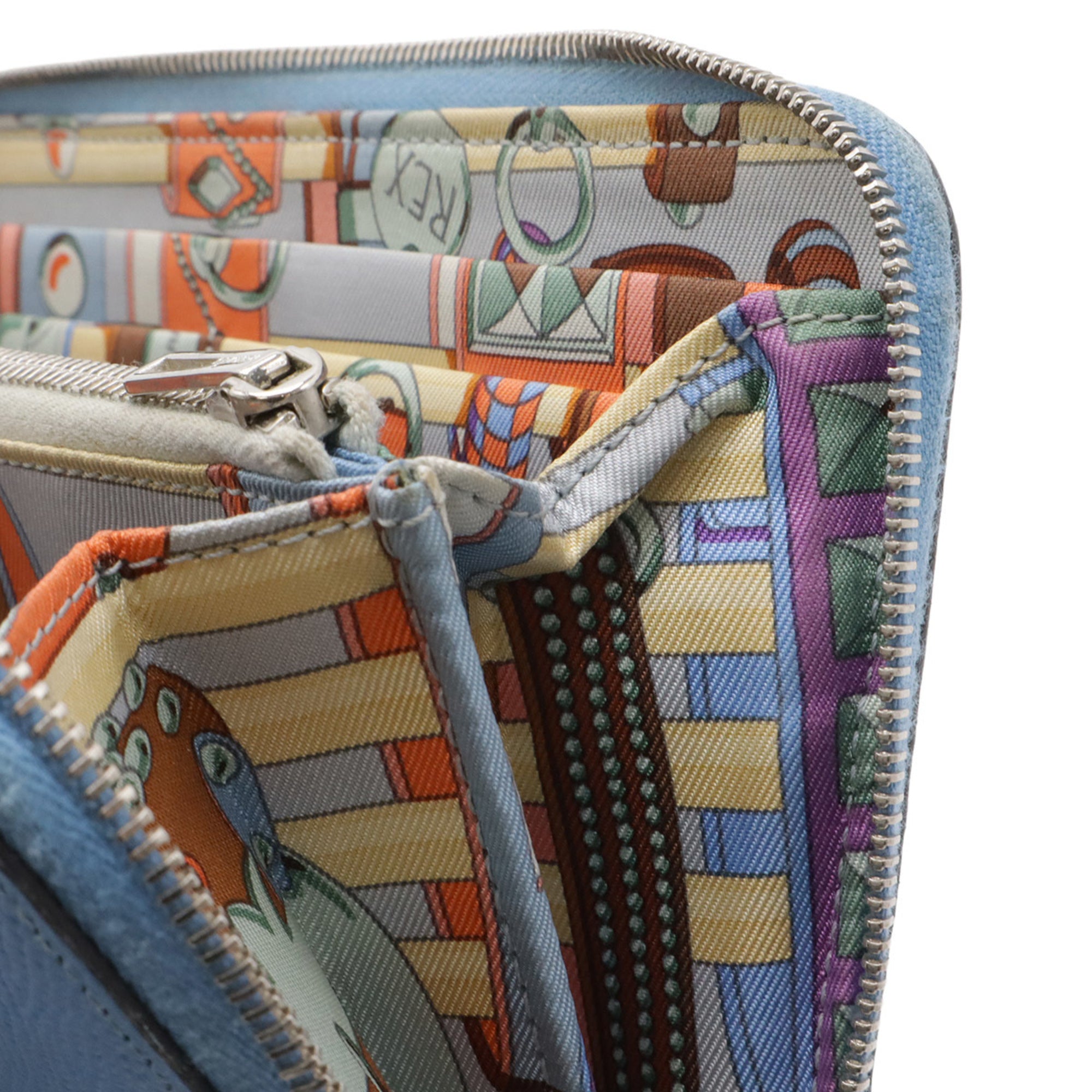Hermes Silk'in Light Blue Epsom Leather Coin Purse/Coin Case (Pre-Owned)
