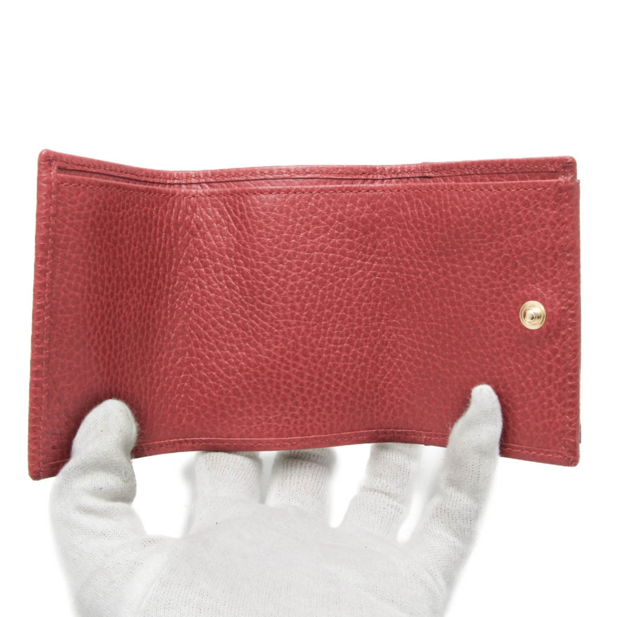 Gucci Red Color Leather Wallet (Tri-Fold) (Pre-Owned)