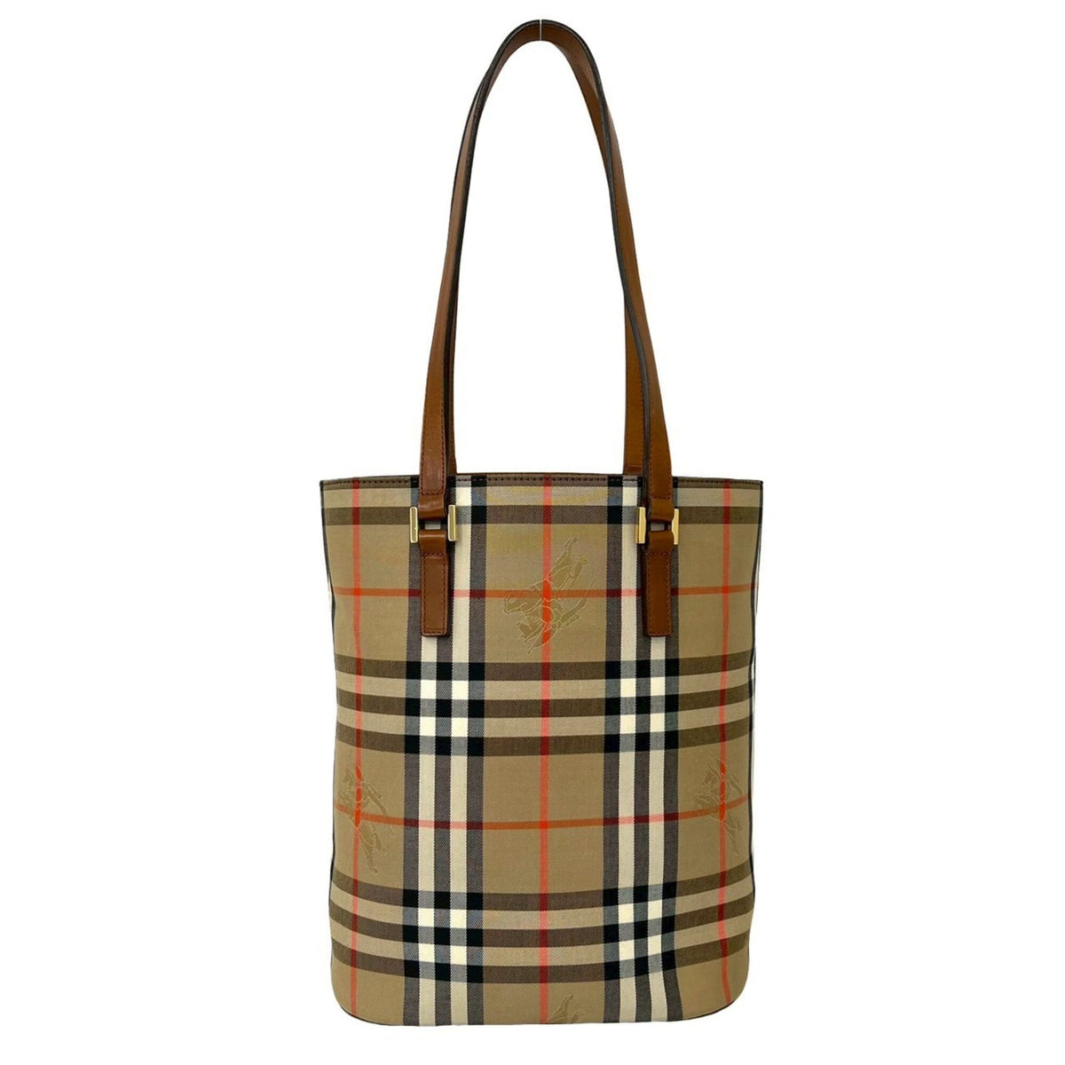 Burberry Beige Brown Canvas Leather Tote Bag (Pre-Owned)