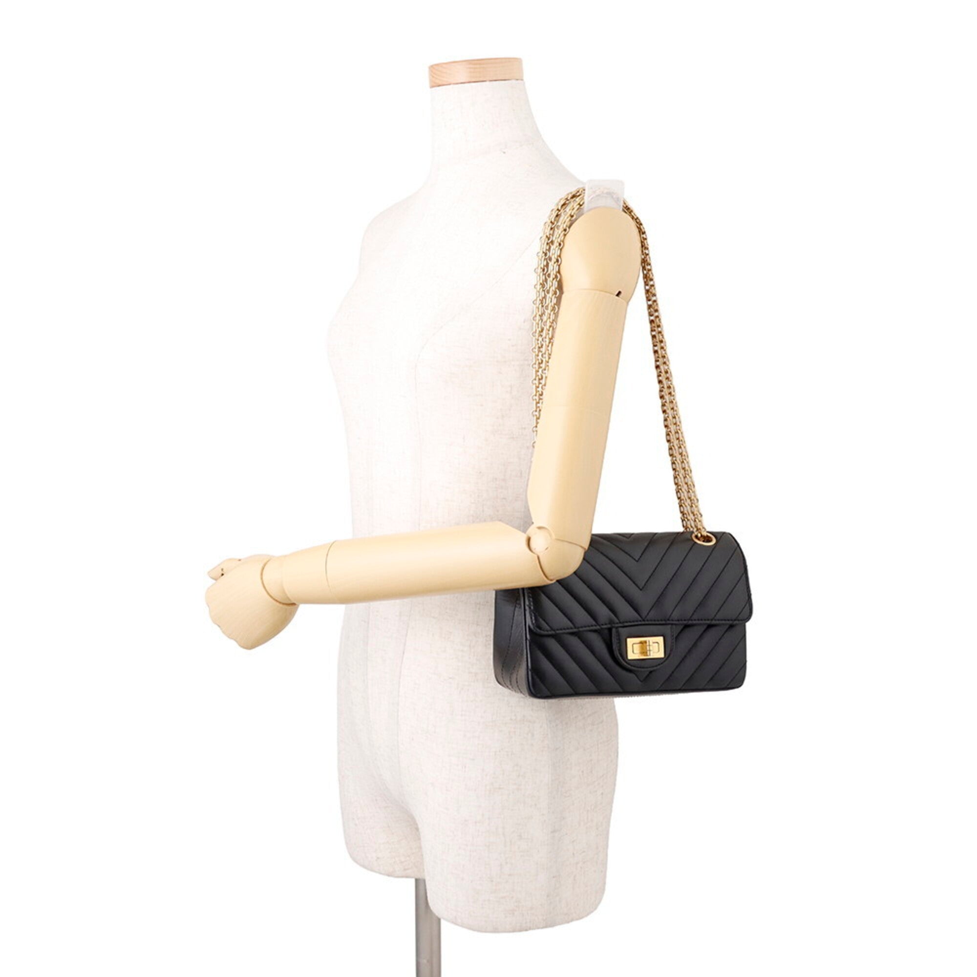Chanel 2.55 Black Handbag Shoulder Bag (Pre-Owned)