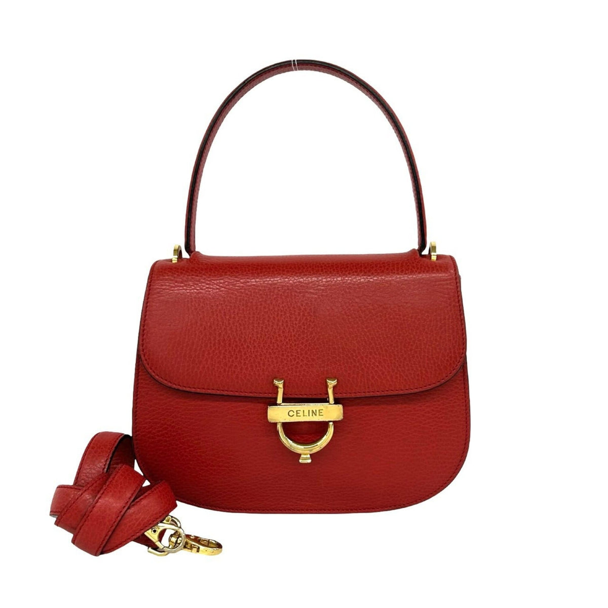 Celine Red Color Leather Handbag Shoulder Bag (Pre-Owned)