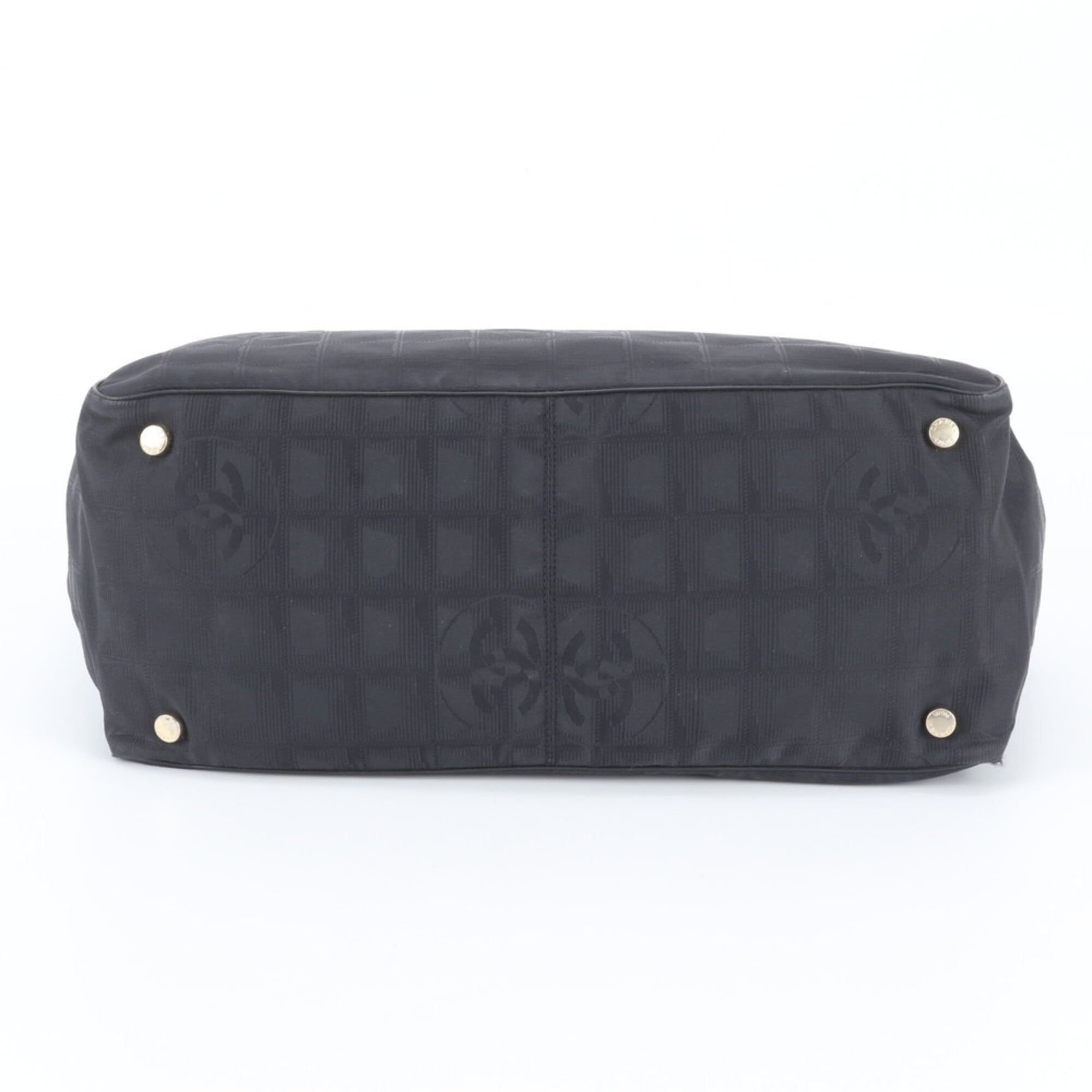 Chanel Black Leather Nylon Shoulder Bag Tote Bag (Pre-Owned)