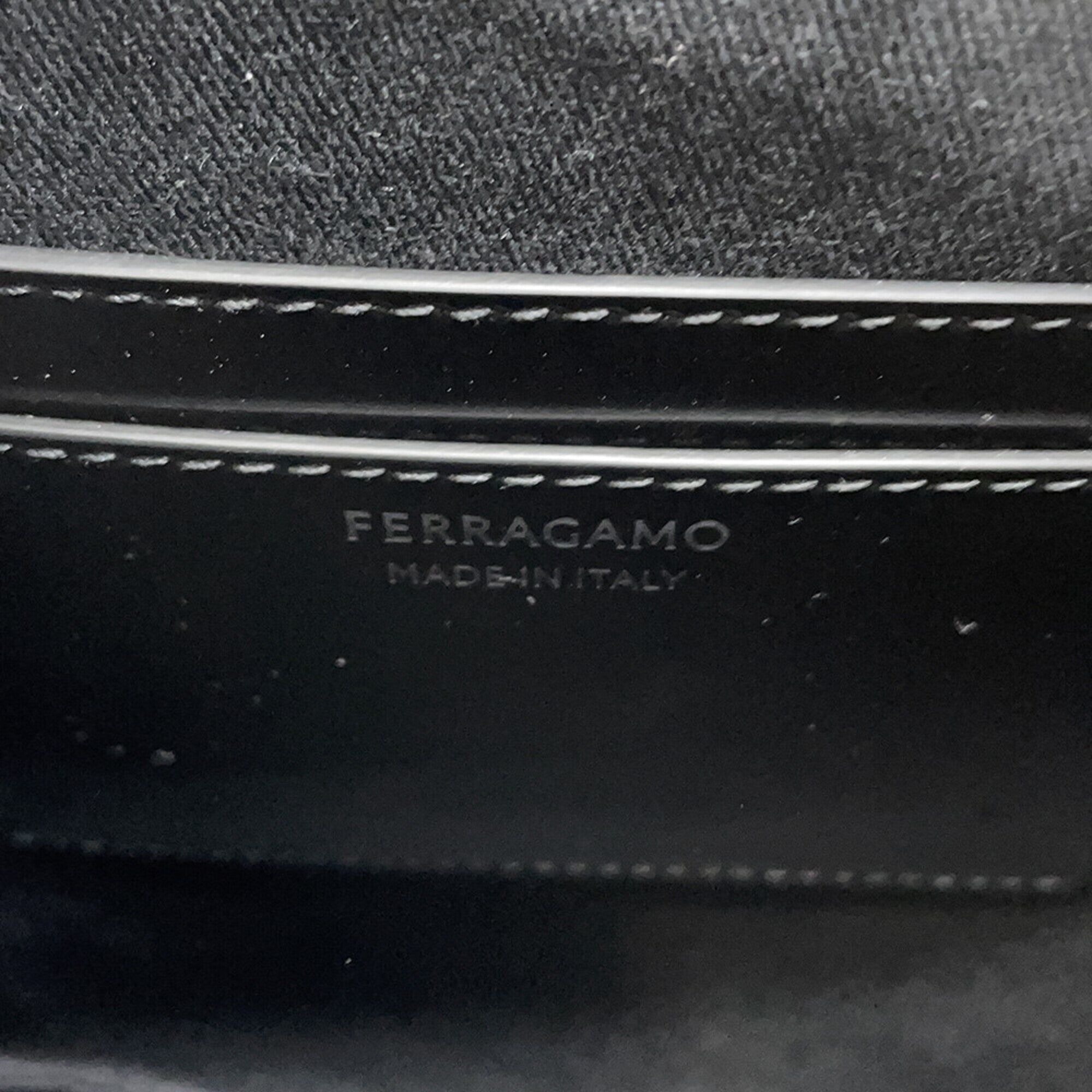 Salvatore Ferragamo Black Canvas Patent Leather Handbag (Pre-Owned)