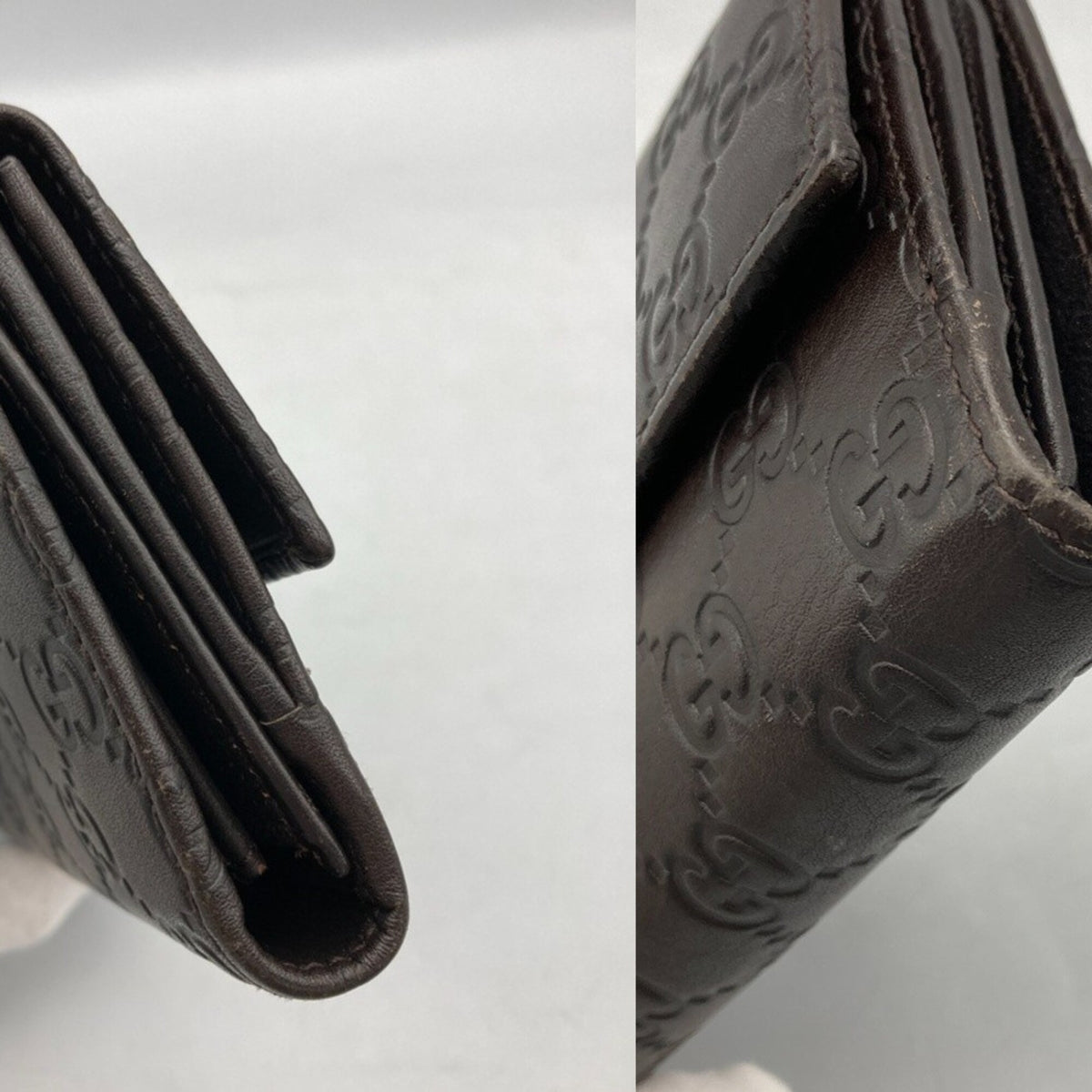 Gucci Dark Brown Leather Long Wallet (Bi-Fold) (Pre-Owned)