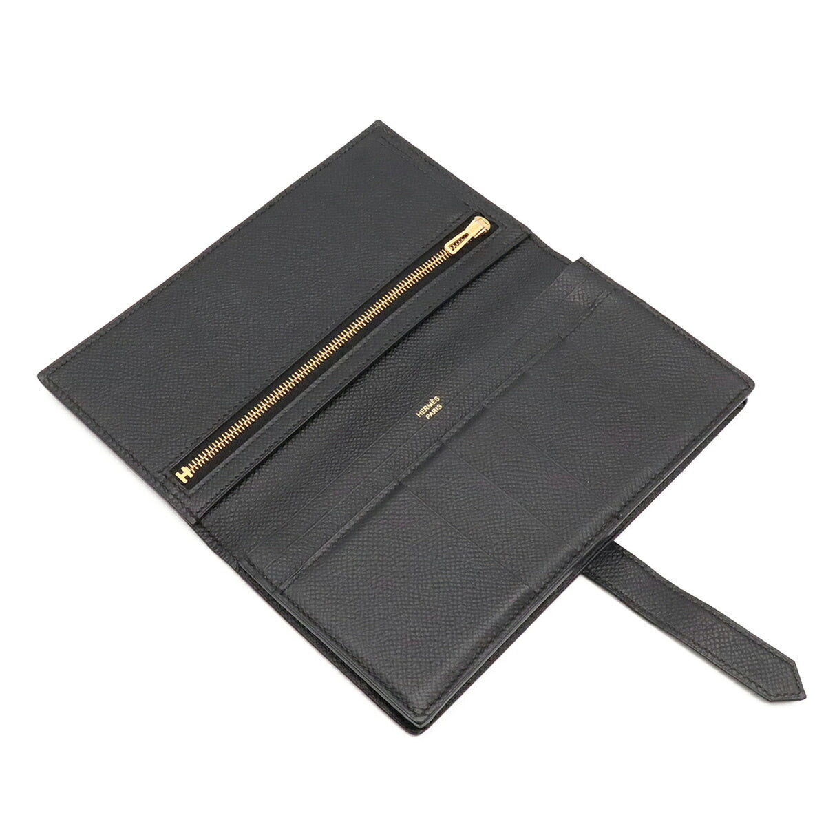 Hermes Black Epsom Leather Long Wallet (Bi-Fold) (Pre-Owned)